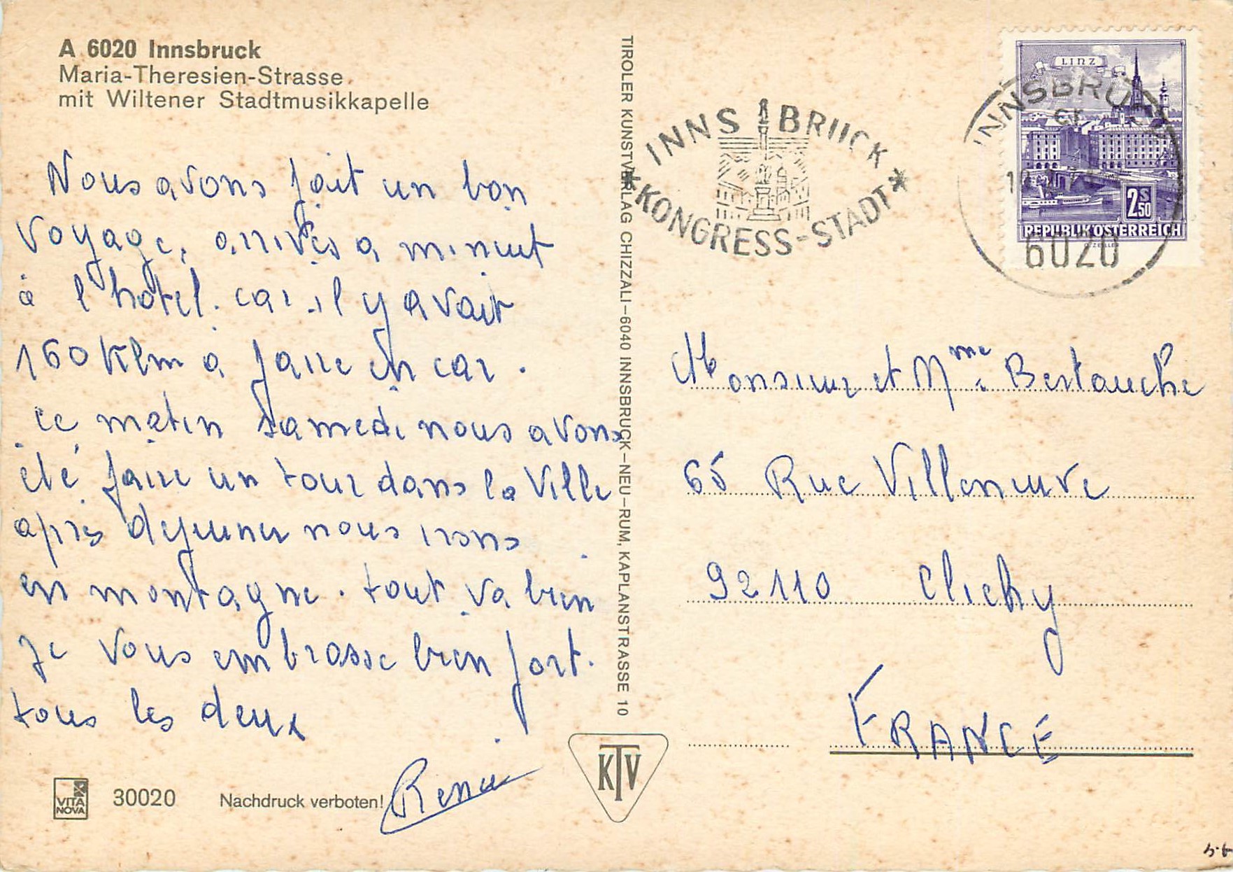 CPM A 6020 Innsbruck Maria Theresien Strasse Mit Wiltener — Rückseite