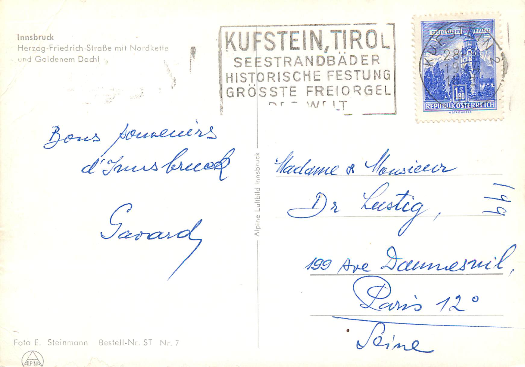 CPM Innsbruck Herzog Friedrich StraBe Mit Nordkette Und Goldenem Dachl — Rückseite