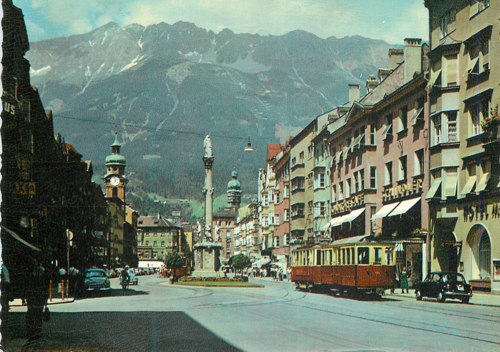 CPM Innsbruck Maria Theresien StraBe Mit Nordkette Aufnahme Agfacolor Tramway