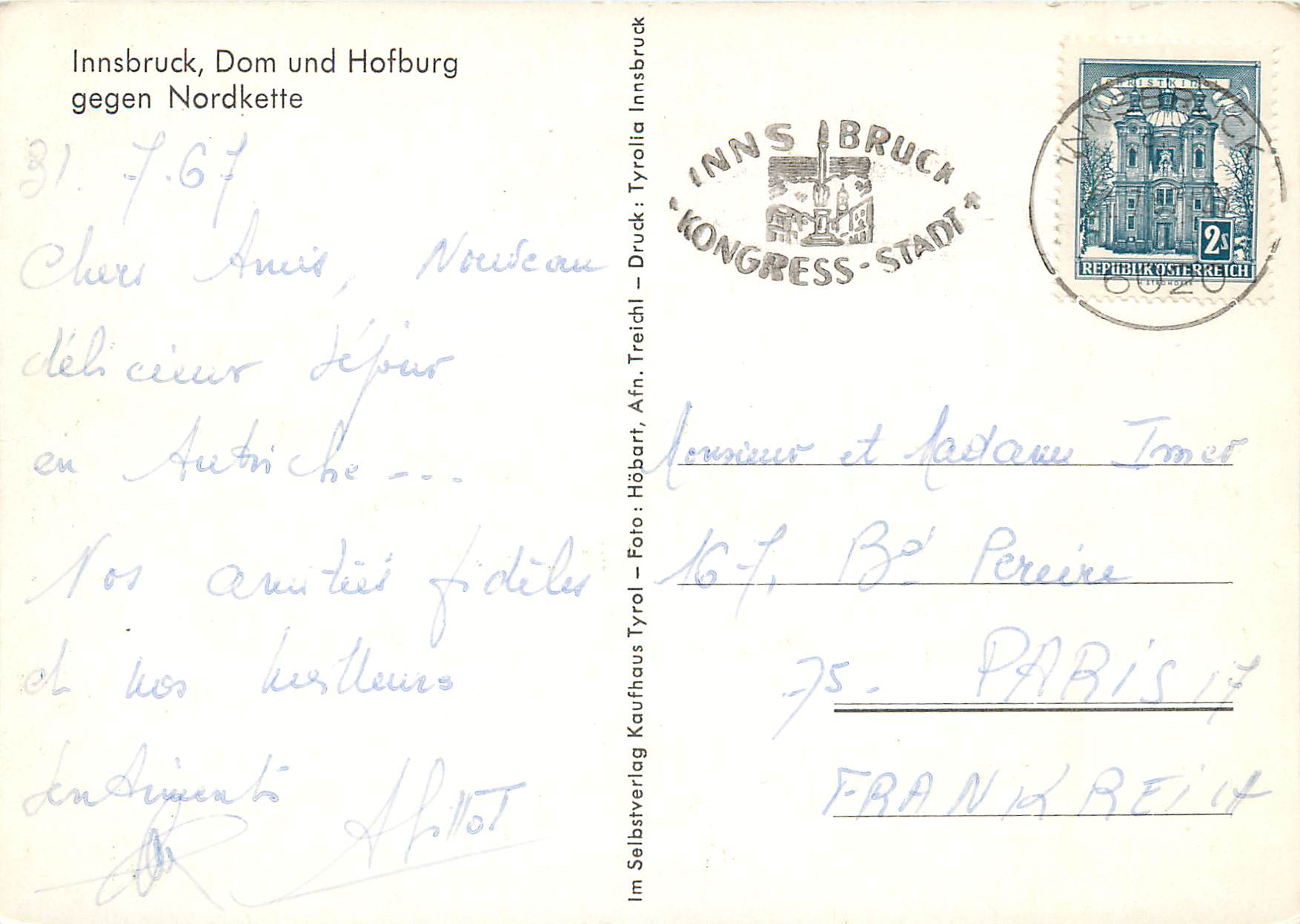 CPM Innsbruck Dom und Hofburg Gegen Nordkette — Verso