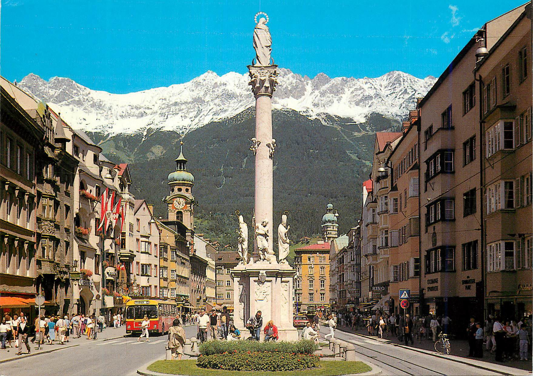 CPM Innsbruck Tirol Austria Maria Theresia Strasse avec la Colonne Ste Anne