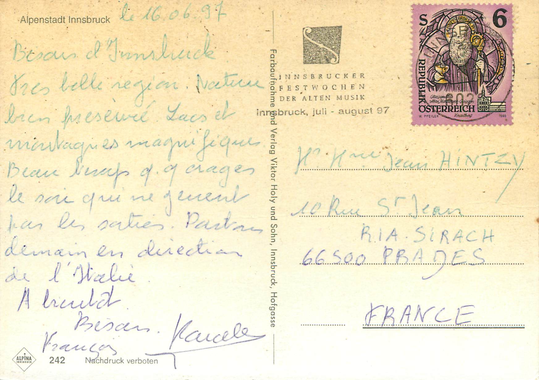 CPM Alpenstadt Innsbruck — Rückseite