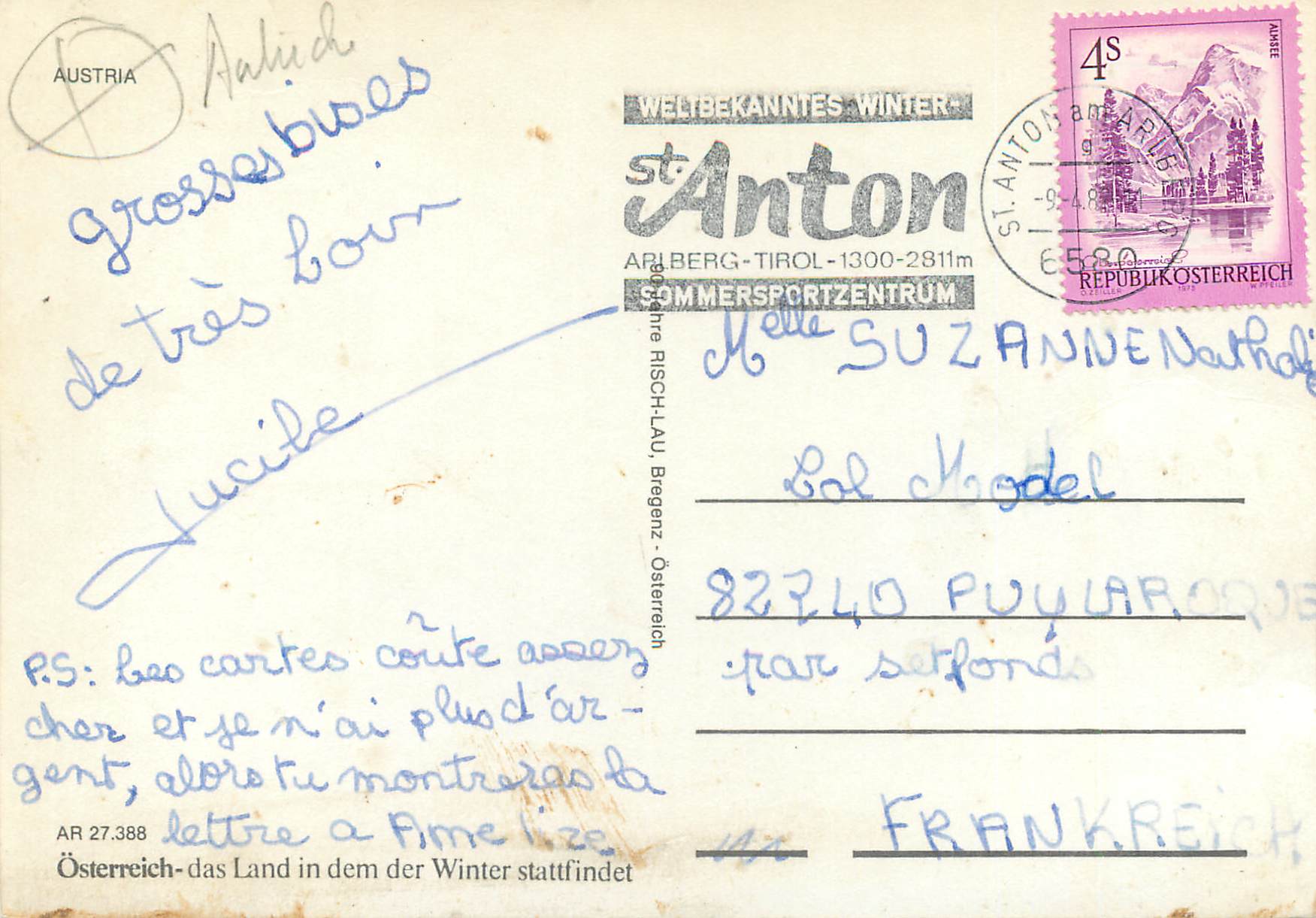 CPM St Anton Arlberg — Rückseite