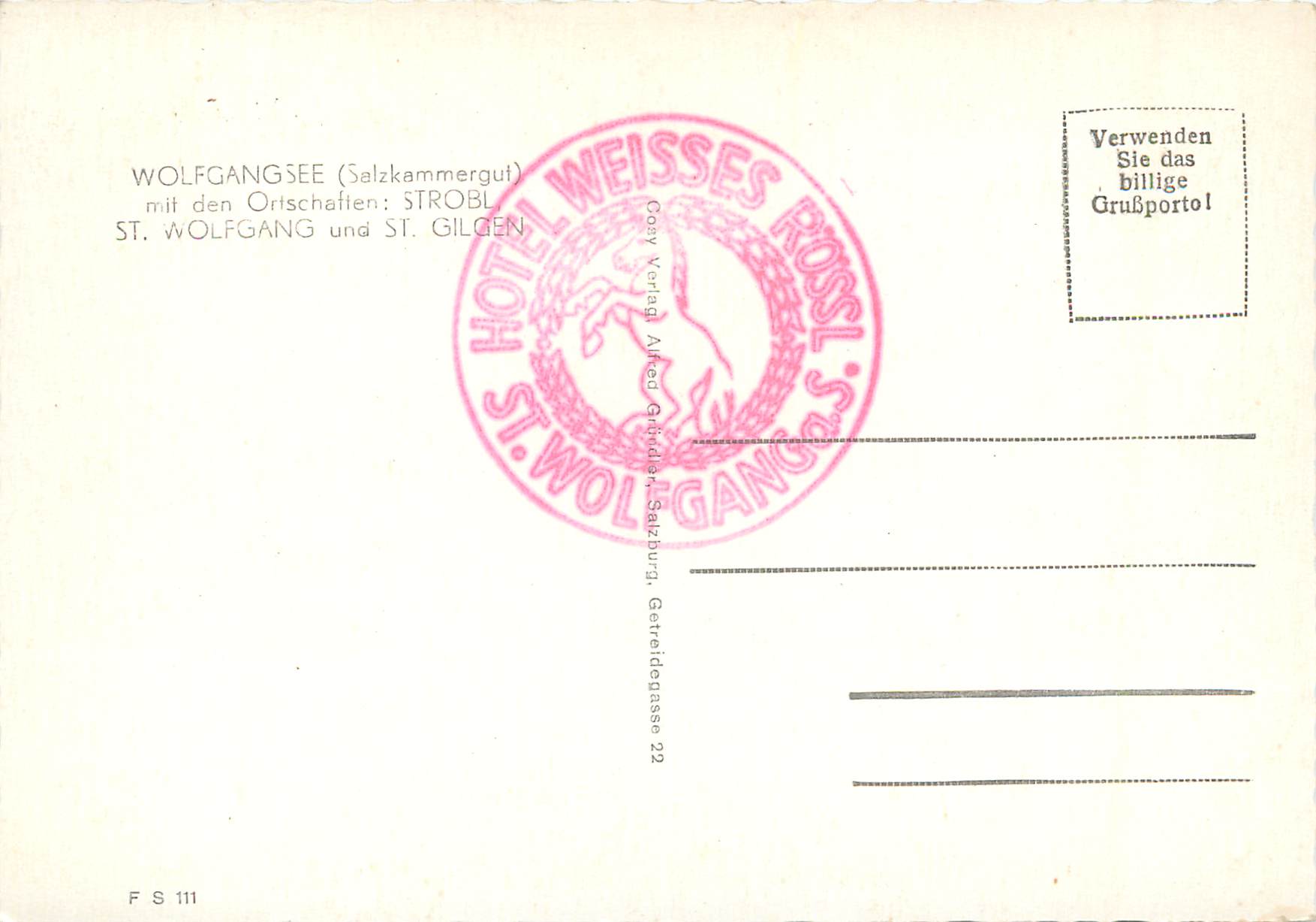 CPM Wolfgangsee Strobl St Wolfgang und St Gilgen — Rückseite