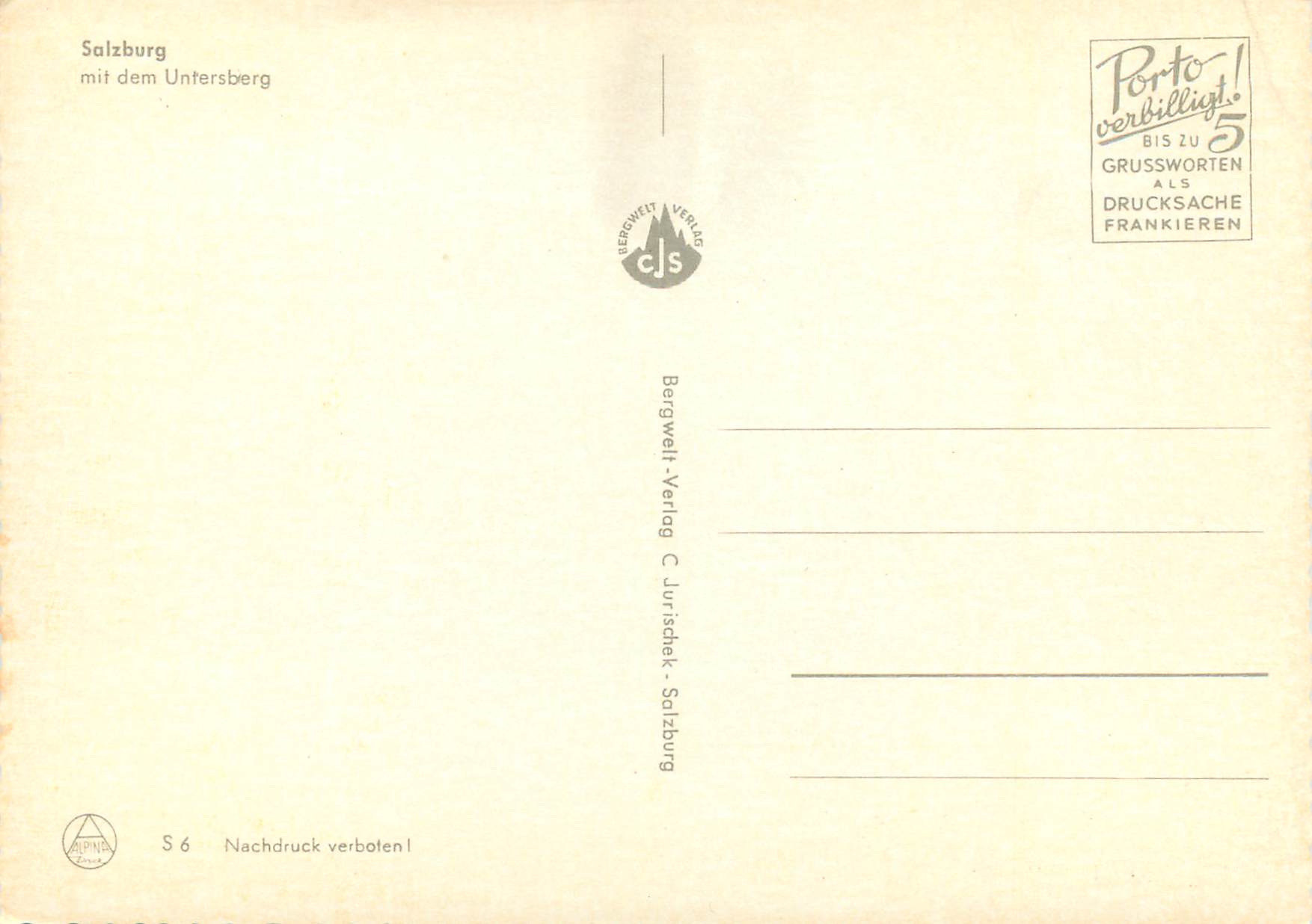 CPM Salzburg mit Dem Untersberg — Rückseite
