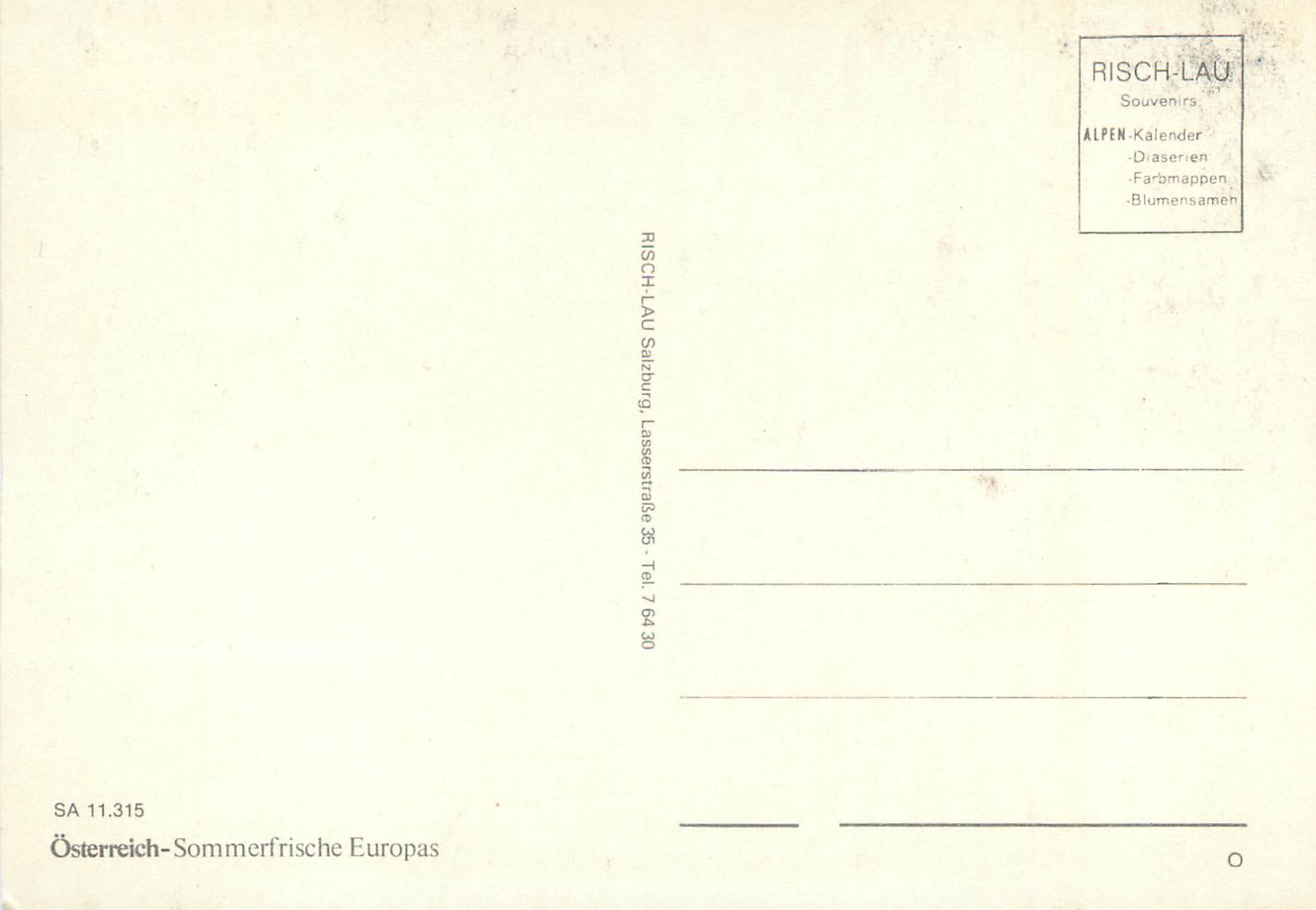 CPM Historisches Salzburg Osterreich — Rückseite