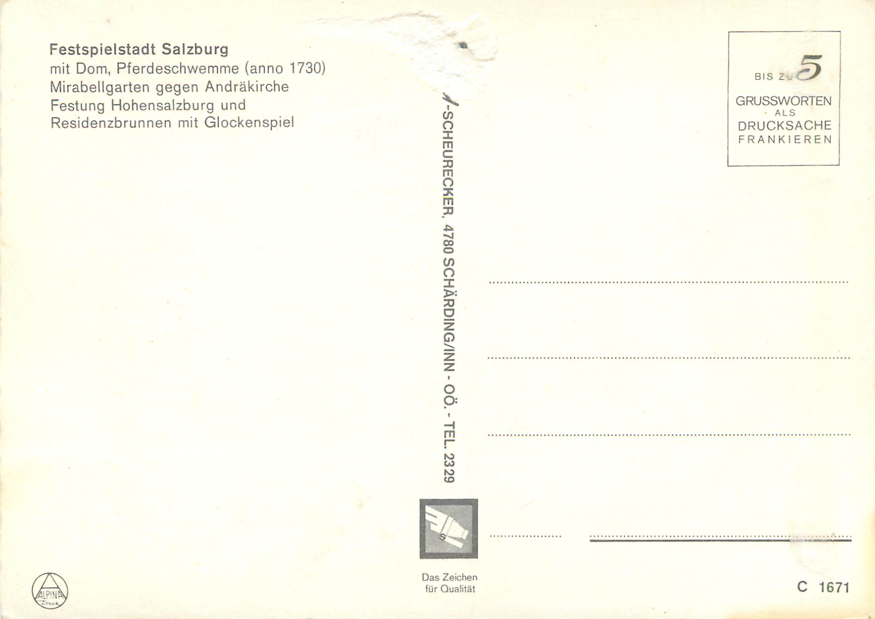CPM Salzburg Festspielstadt Salzburg — Rückseite
