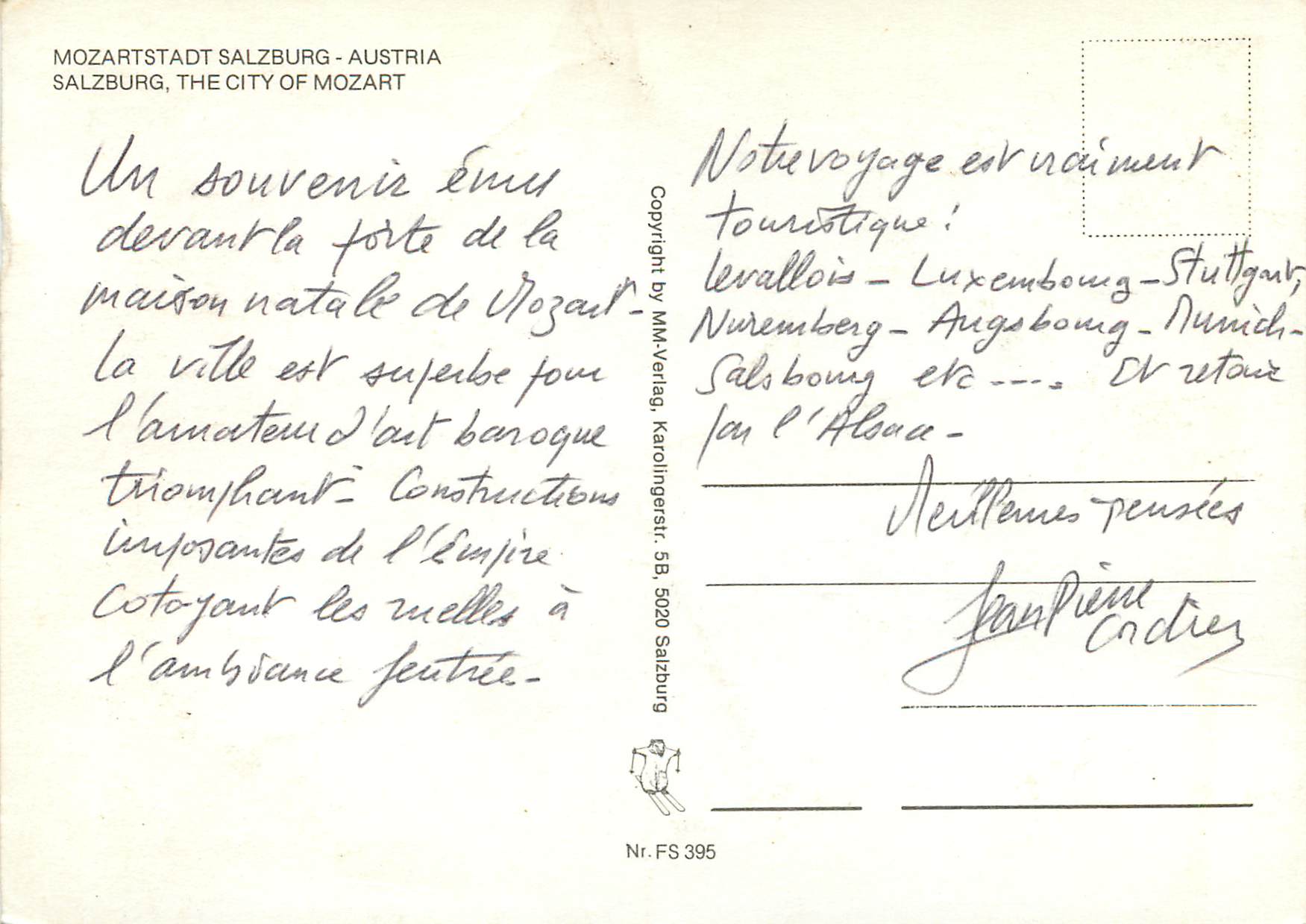 CPM Mozartstadt Salzburg Austria Salzburg the City Of Mozart — Rückseite