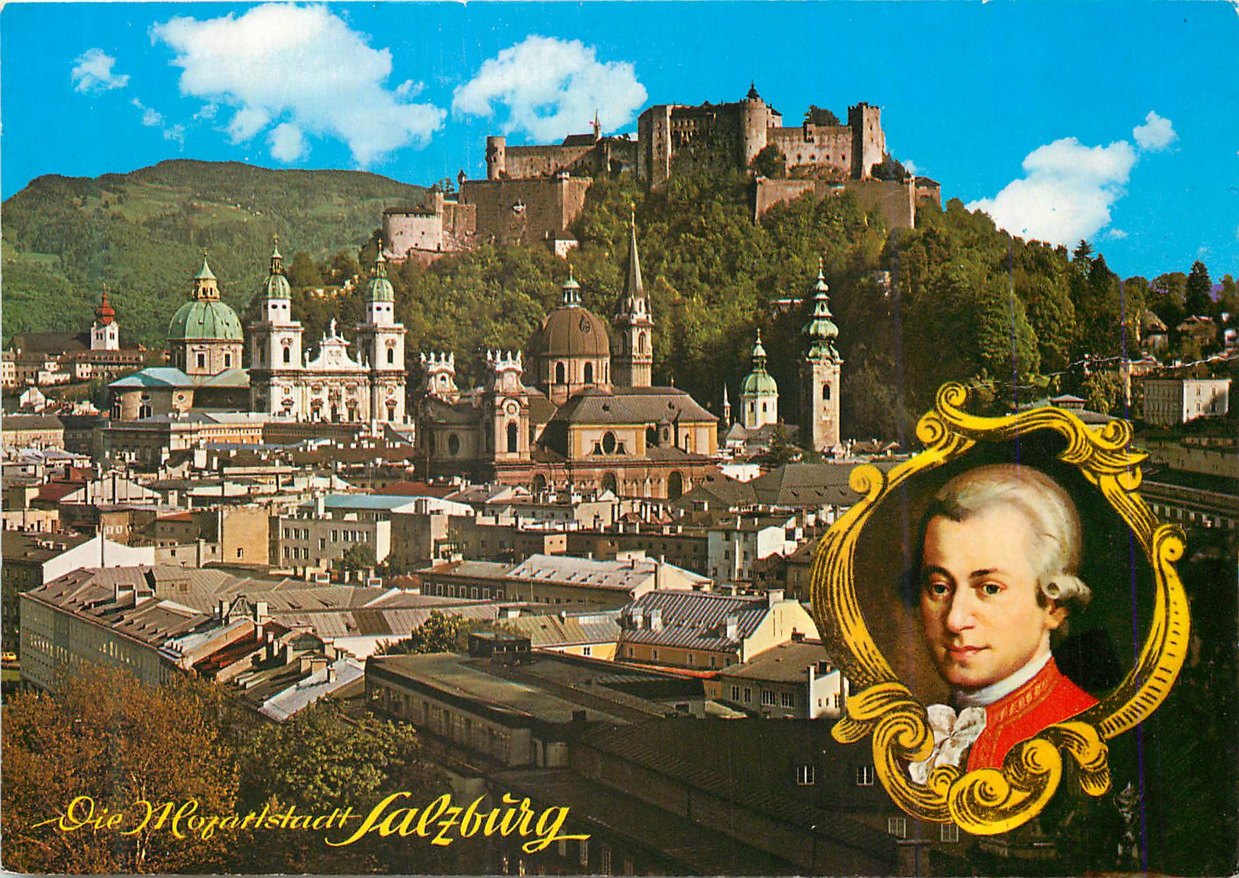 CPM Die Alozarstadt Salzburg Blick Von Monchsberg Mozart
