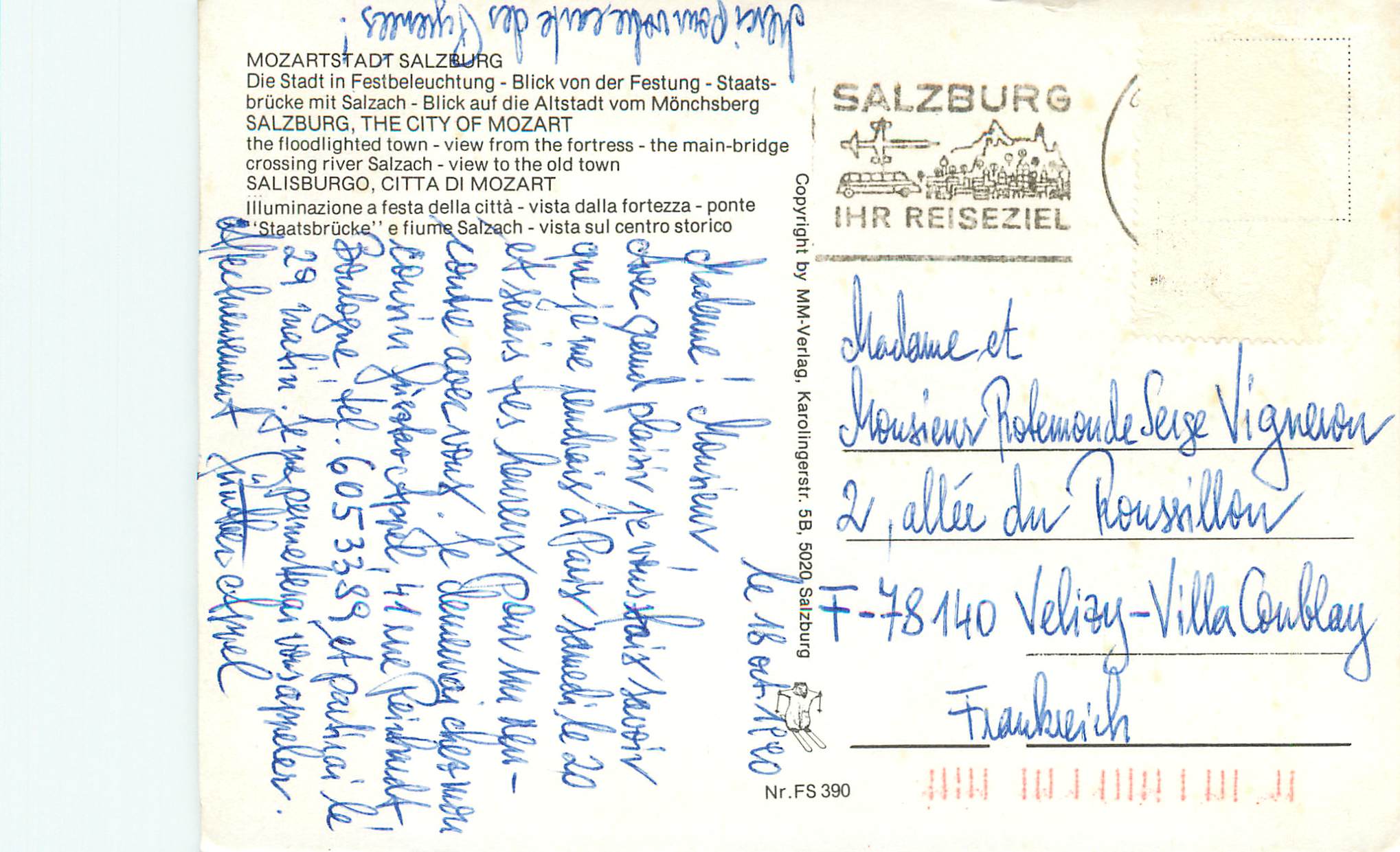 CPM Mozartstadt Salzburg Mozartstadt Salzburg The City of Mozart viw rom the Fotress — Rückseite