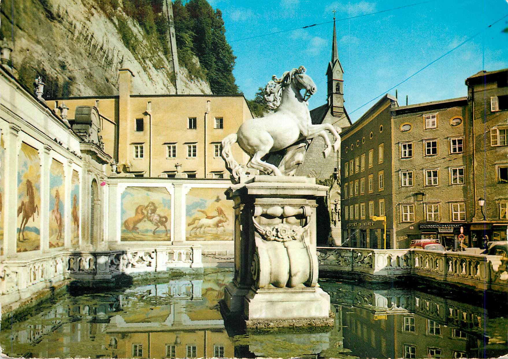 CPM Festspielstadt Salzburg Pferdeschwemme Gegen St Blasius Kirche
