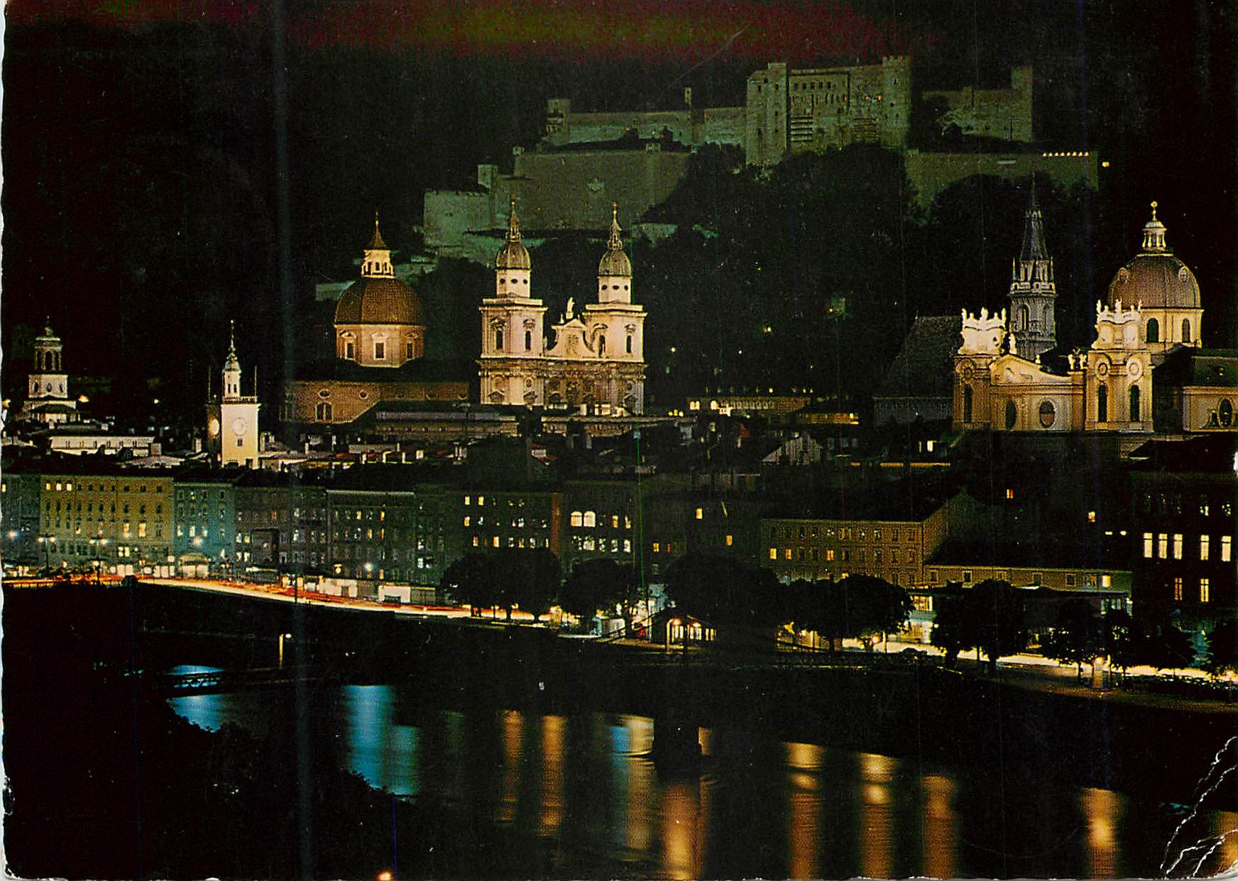CPM Salzburg Die Festspielstadt Bei Nacht Altstadt Mit Salzach