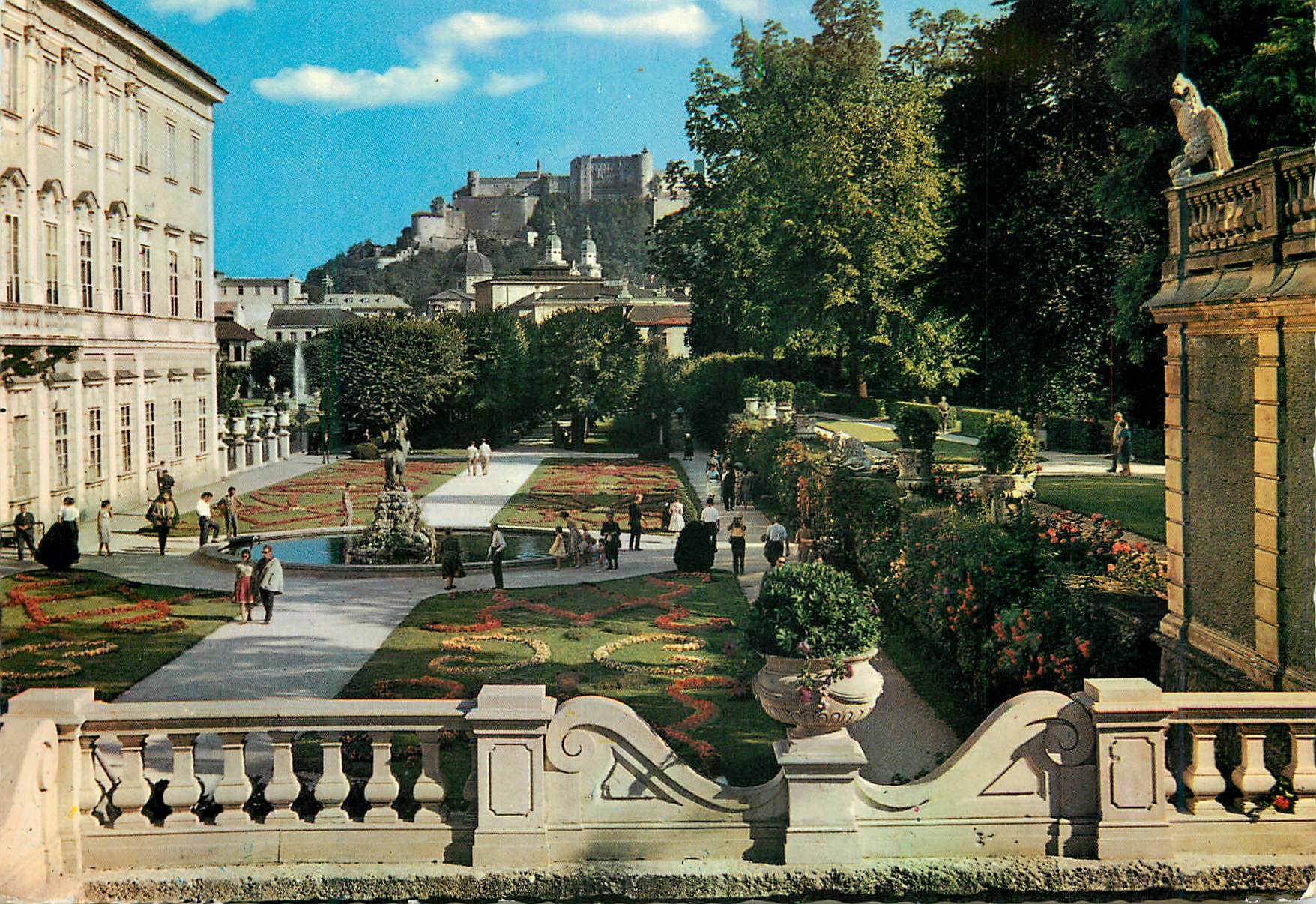 CPM The City of Mozart Salzburg the Mirabell Garden With the Cathedral and the Fortress