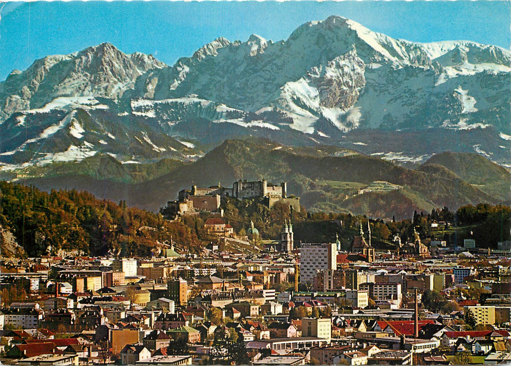 CPM Salzburg Die Alpenstadt mit Hohem Goll 2522m