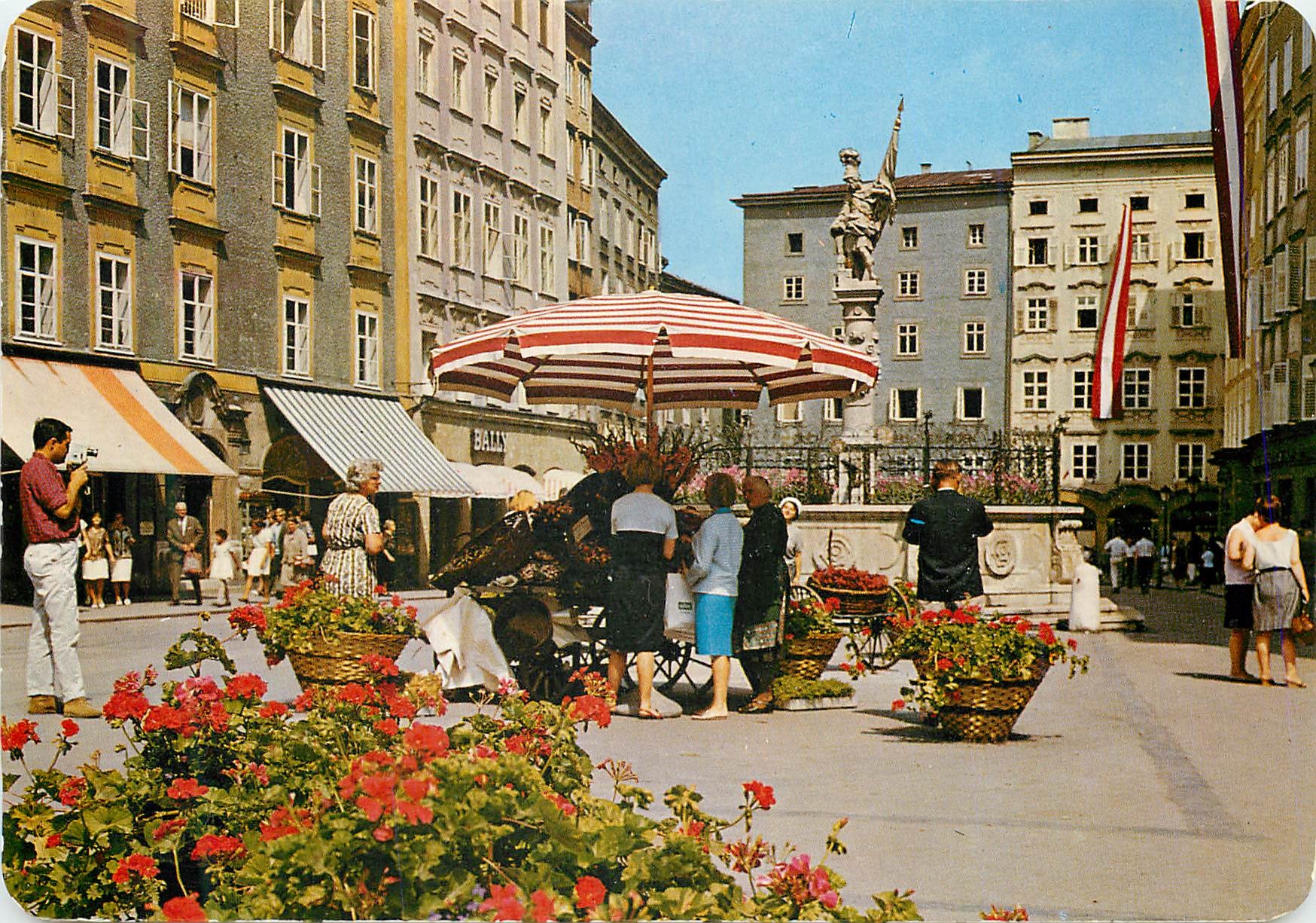 CPM Salzbourg die FuBganger Stadt Alter Markt Mit Floriani Brunnen