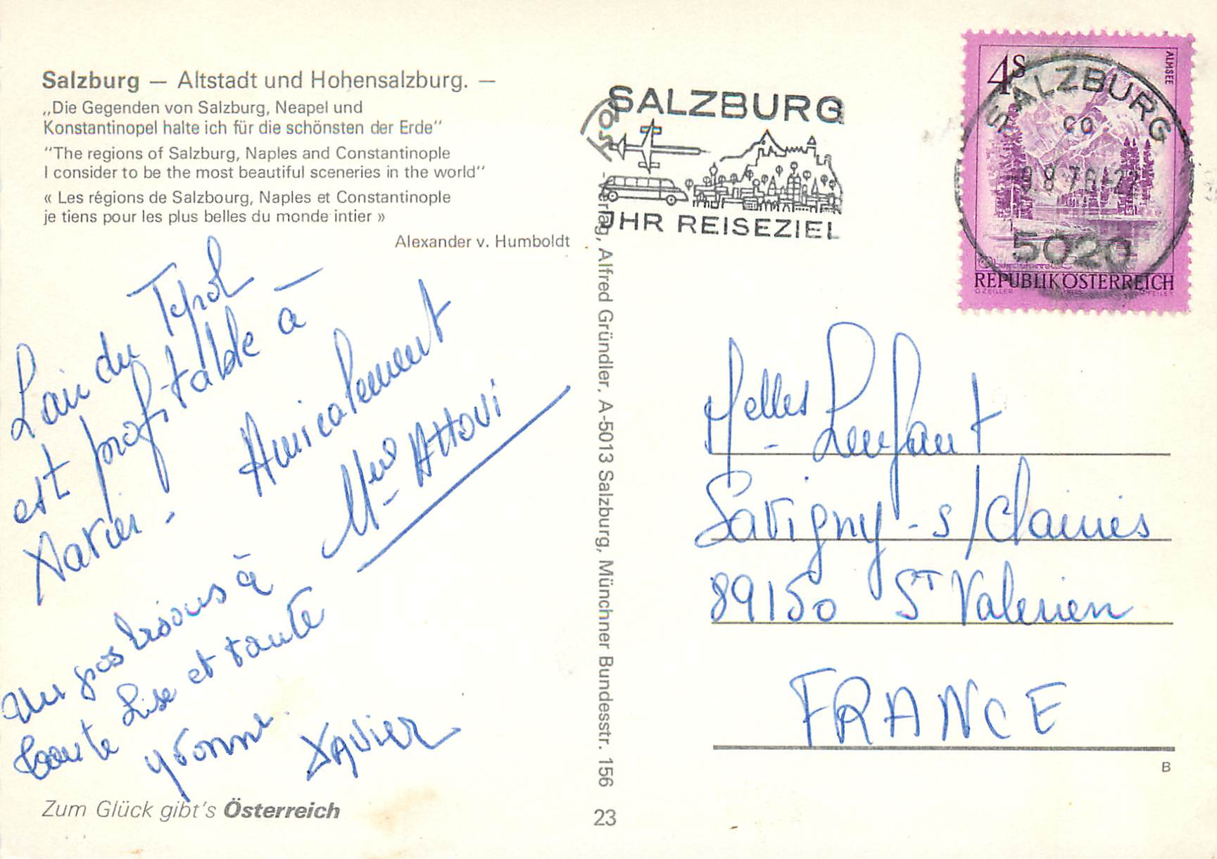 CPM Salzbourg Altstadt und Hohensalzburg — Rückseite
