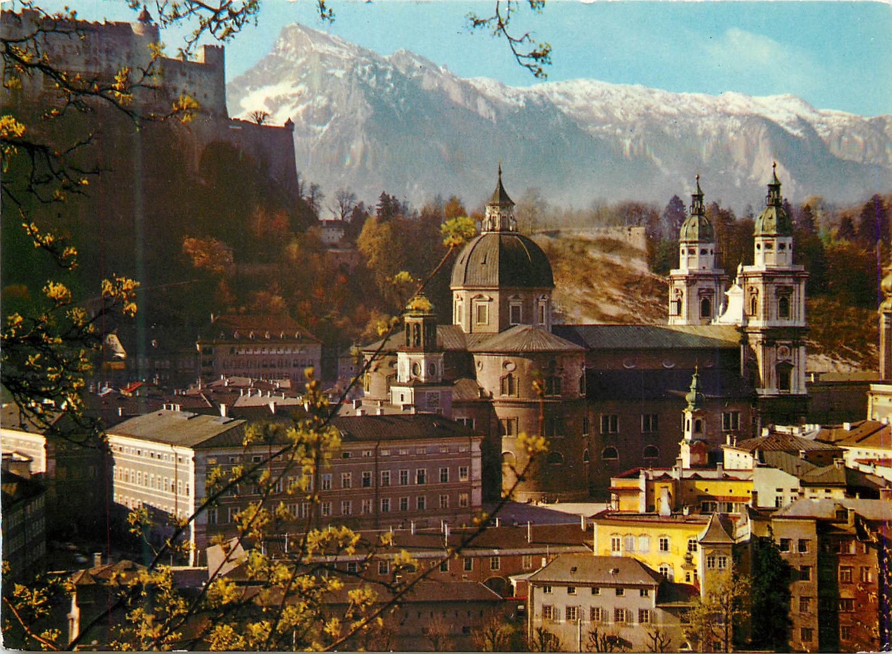 CPA The Festival City of Salzburg View to the Cathedral the Fortress and the Untersberg