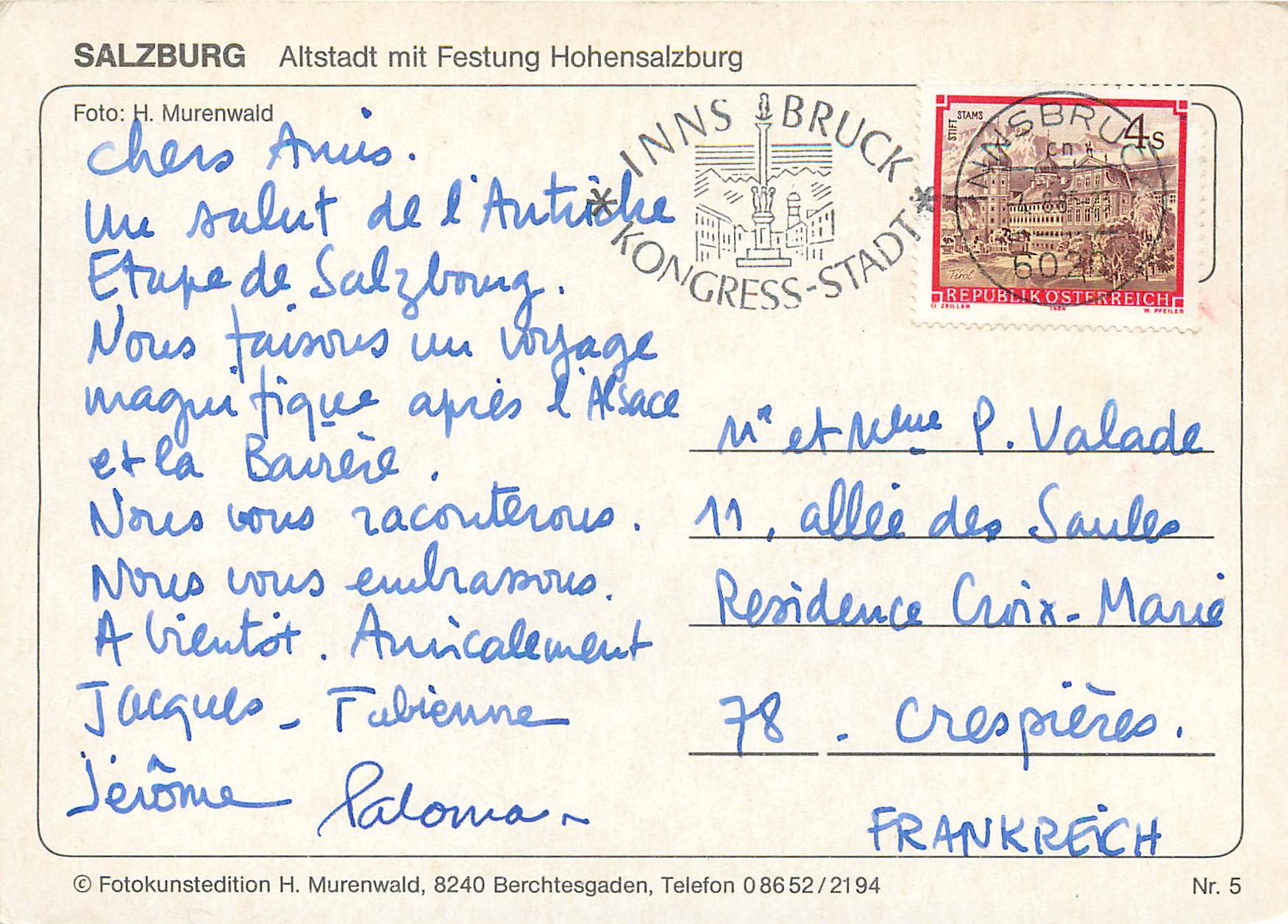 CPA Salzburg Altstadt Mit Festung Hohensalzburg — Rückseite