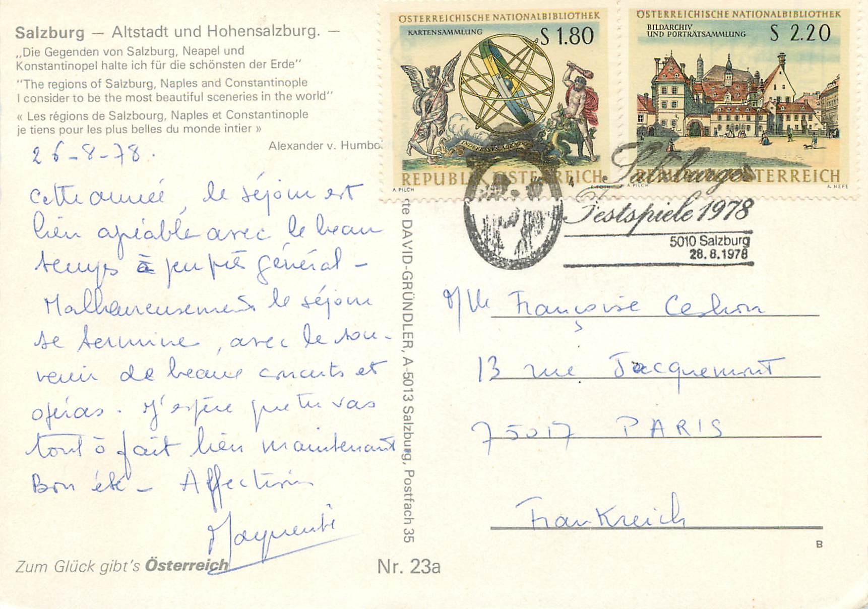 CPA Salzburg Altstadt Und Hohensalzburg — Rückseite