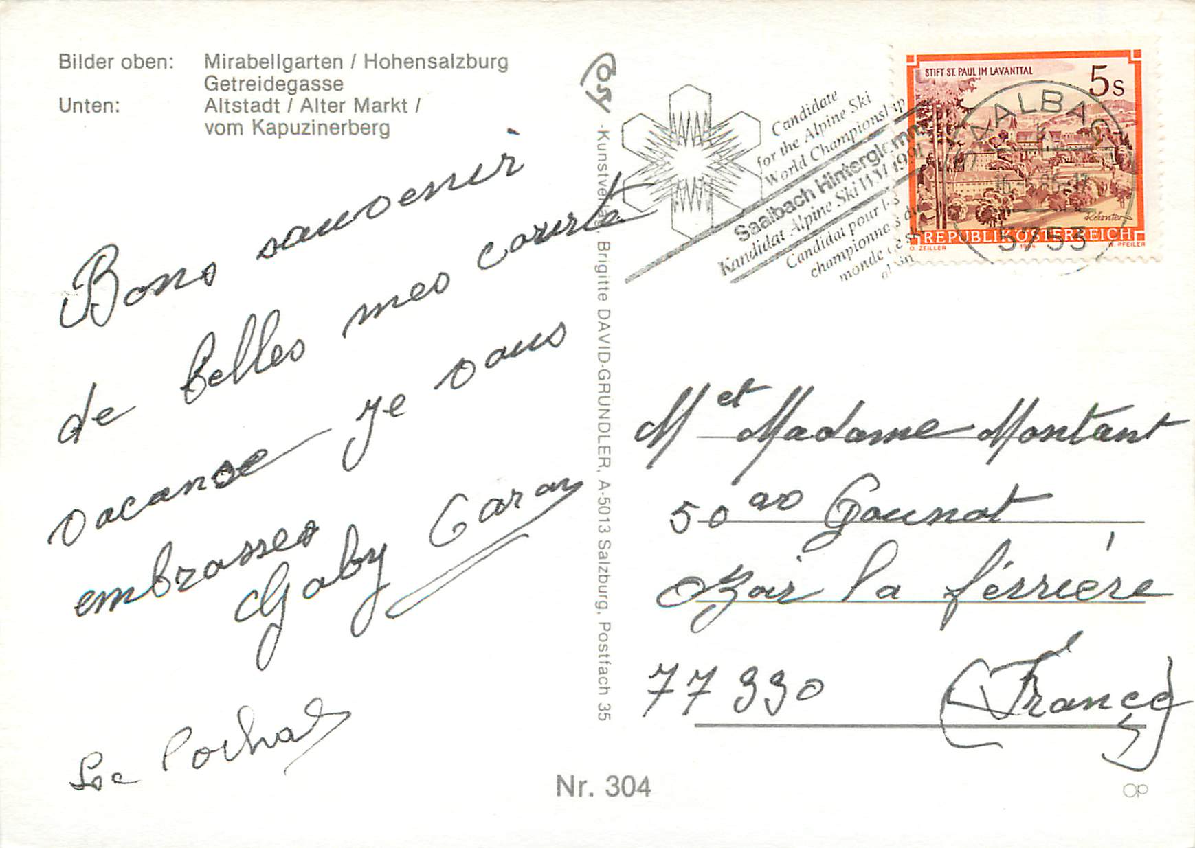 CPA Bilder Oben Mirabellgarten Hohensalzburg Getreidegasse — Rückseite
