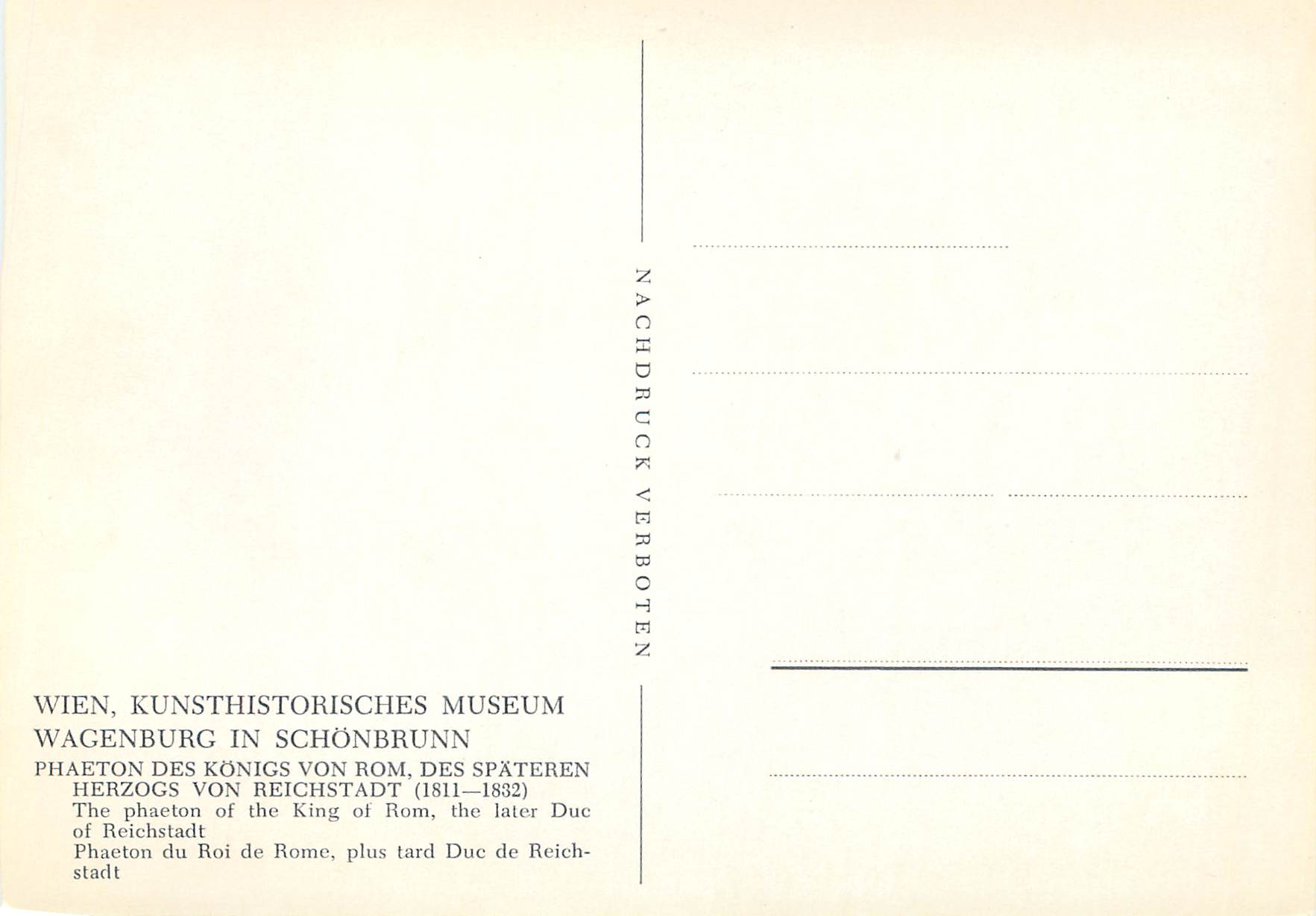 CPM Wien Kunsthistorisches Museum Wagengurg in Schonbrunn (1811 1832) — Back