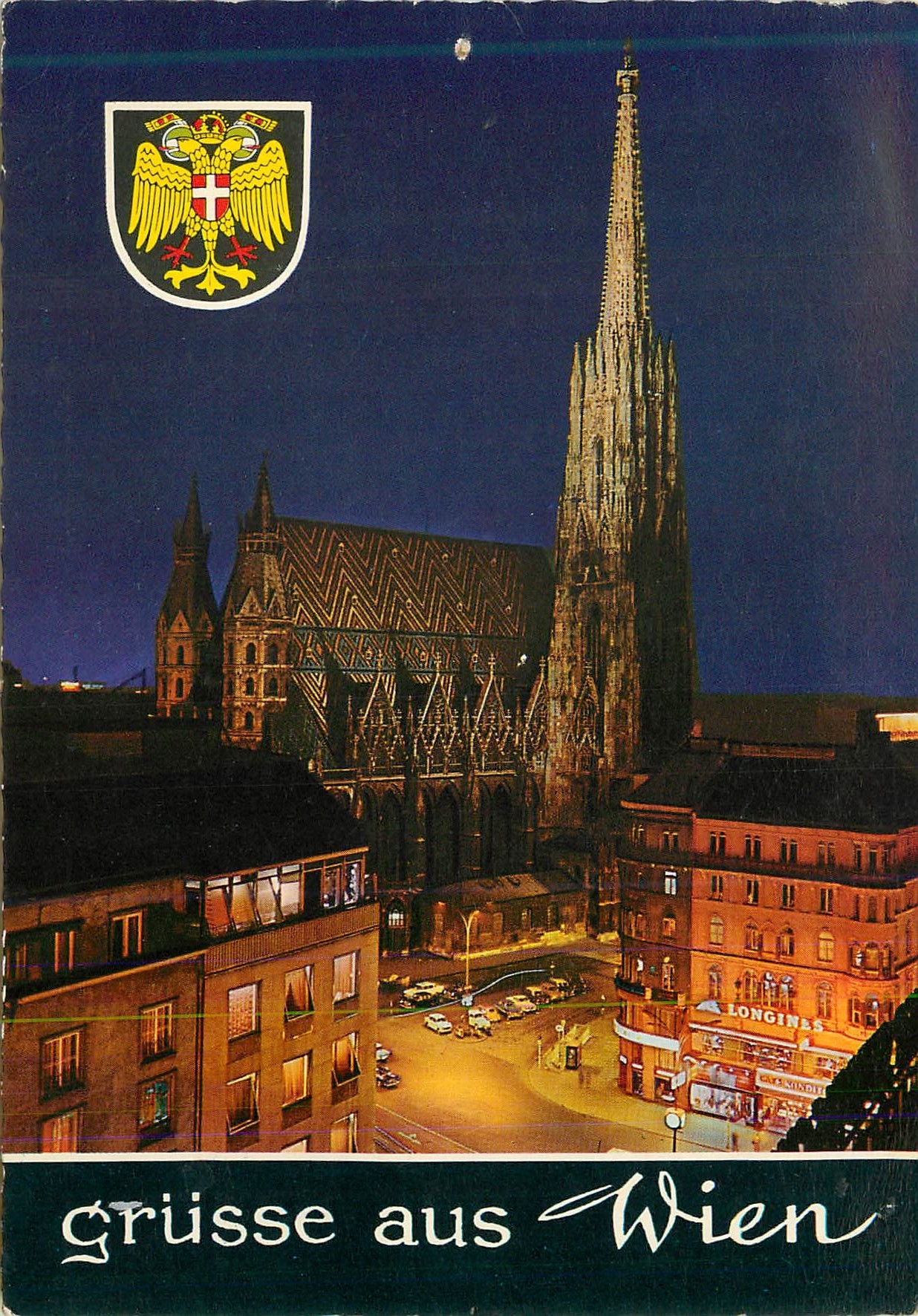 CPM Grusse aus Wien Vienne Cathedrale de St Etienne Illuminee