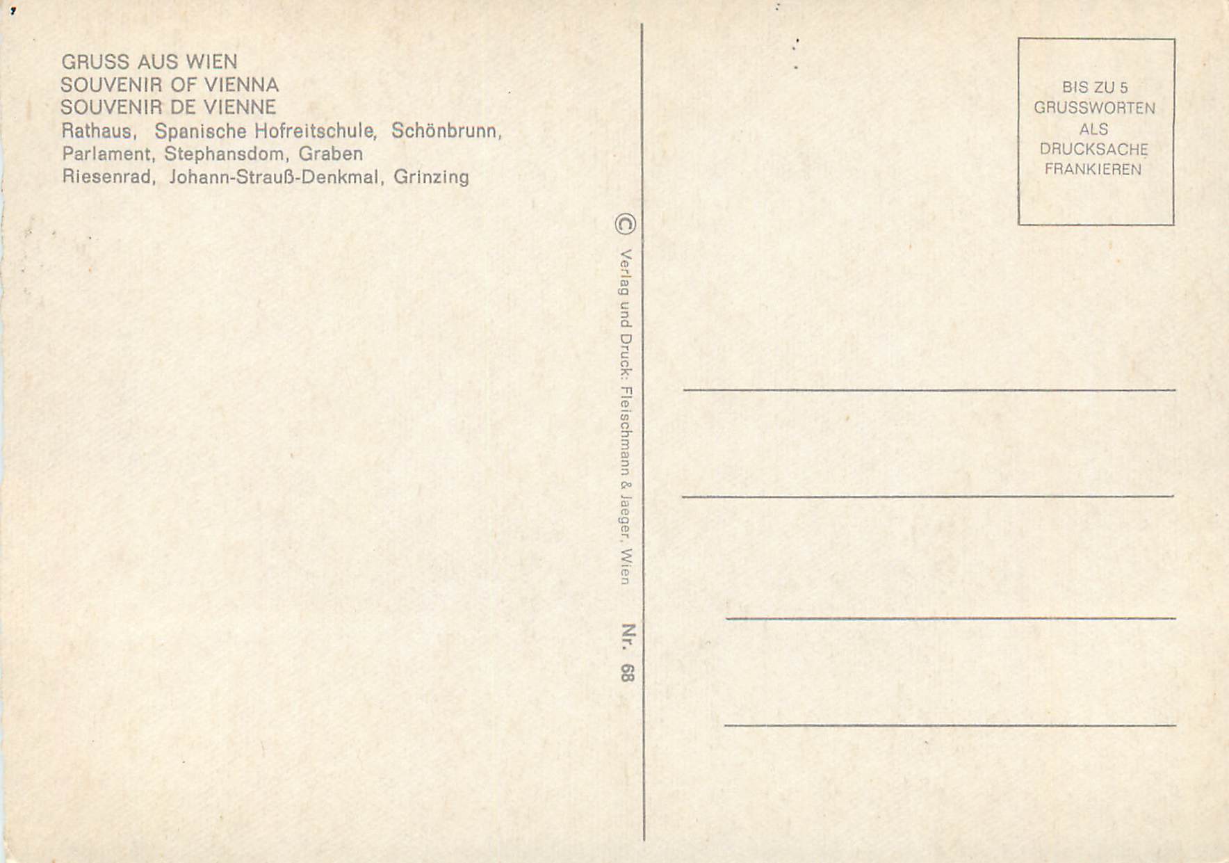 CPM Souvenir de Vienne Parlement Stephansdom Grabel — Back