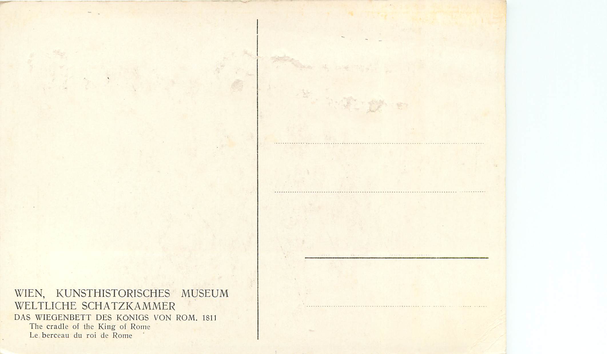 CPM Wien Kunsthistorisches Museum Weltliche Schatzkammer Le Berceau du Roi de Rome — Back