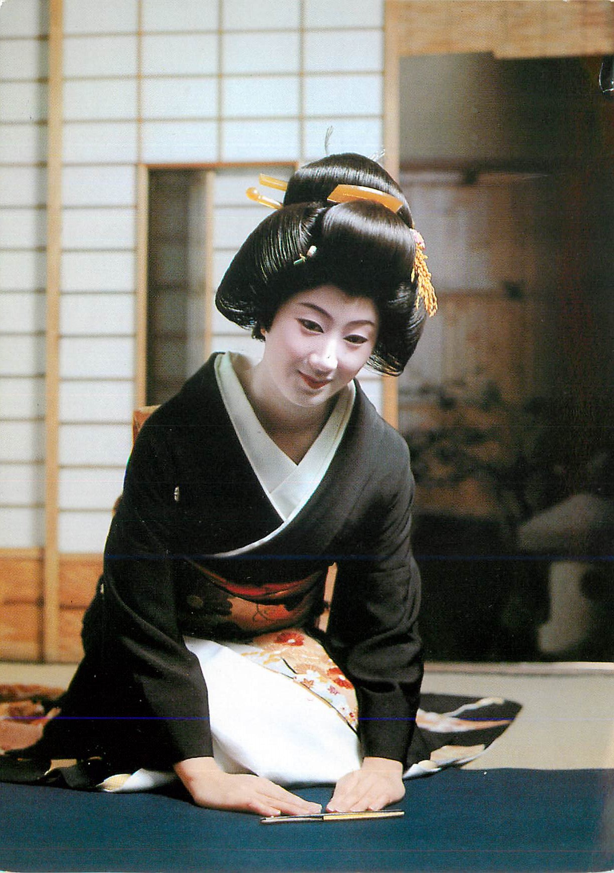 CPM Geisha Highly Trained Professional Entertainer of Japan is Seen With a Formal Greeting Posture Kyoto
