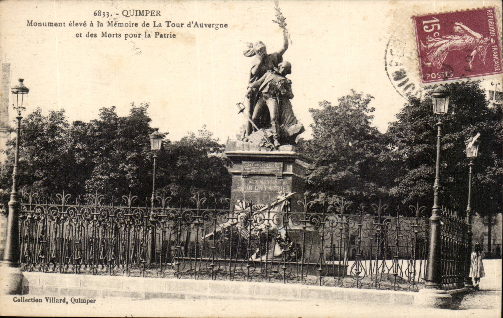 Quimper CPA Monument eleve a la memoire de la tour d auvergne et des morts pour la patrie