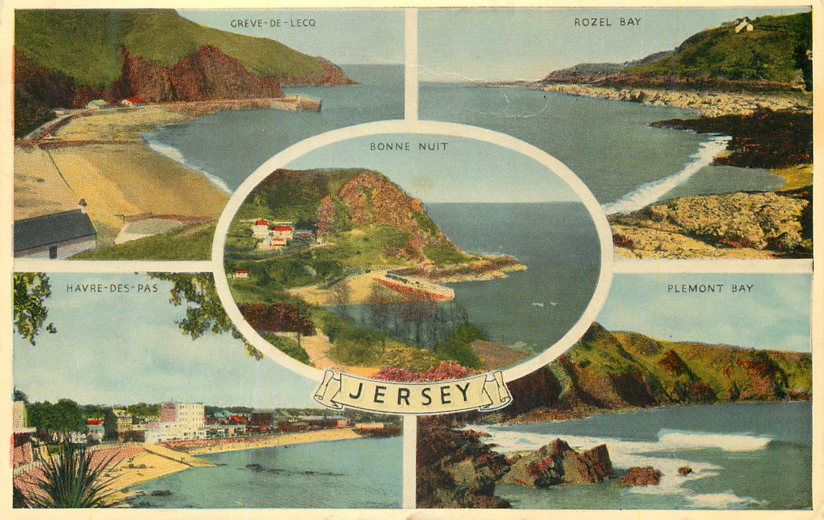 CPA Bonne Nuit Greve de Leco Rozel Bay Havre des Pas Plemont Bay Jersey