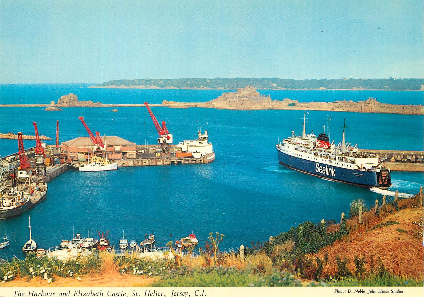 CPM The Harbour and Elizabeth Castle St Helier Jersey CI Bateau Sealink