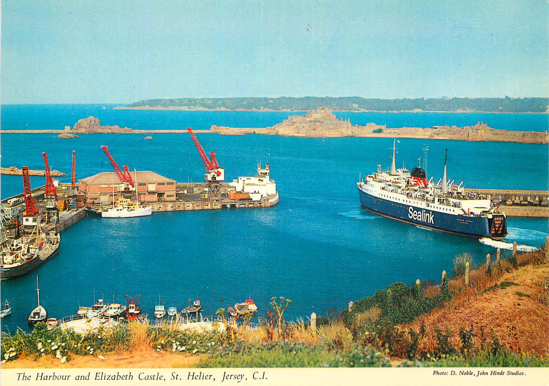 CPM The Harbour and Elizabeth Castle St Helier Jersey CI Bateau Sealink