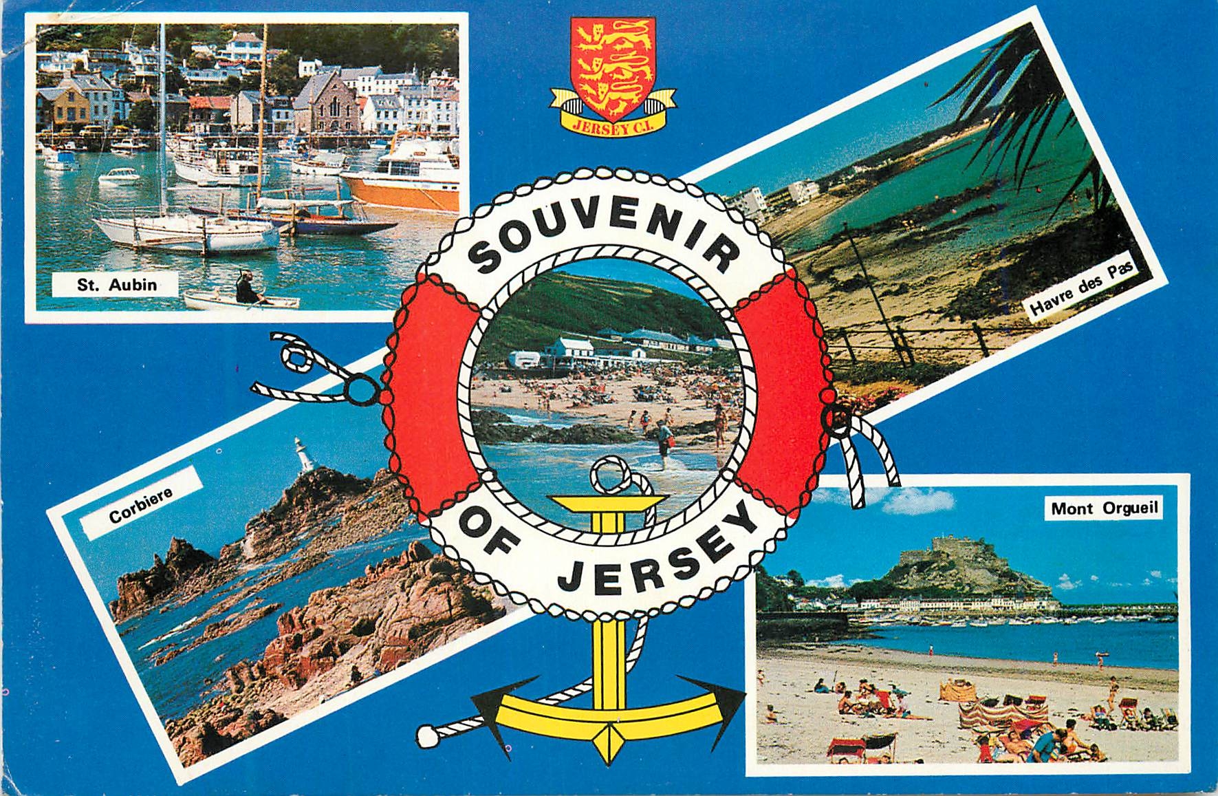 CPM Souvenir of Jersey St Aubin Havre des Pas Corbiere Mont Orgueil