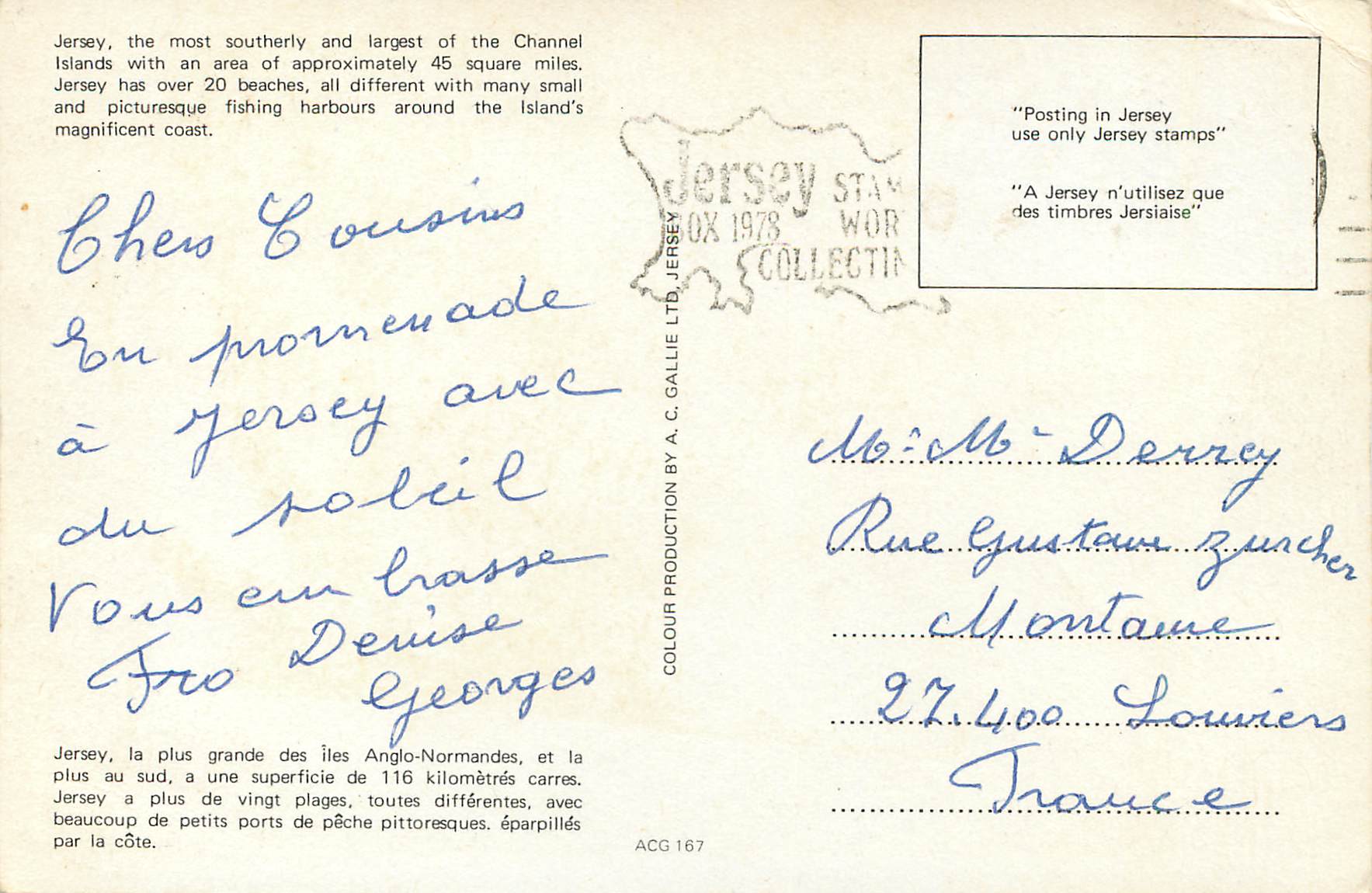 CPM Souvenir of Jersey St Aubin Havre des Pas Corbiere Mont Orgueil — Back