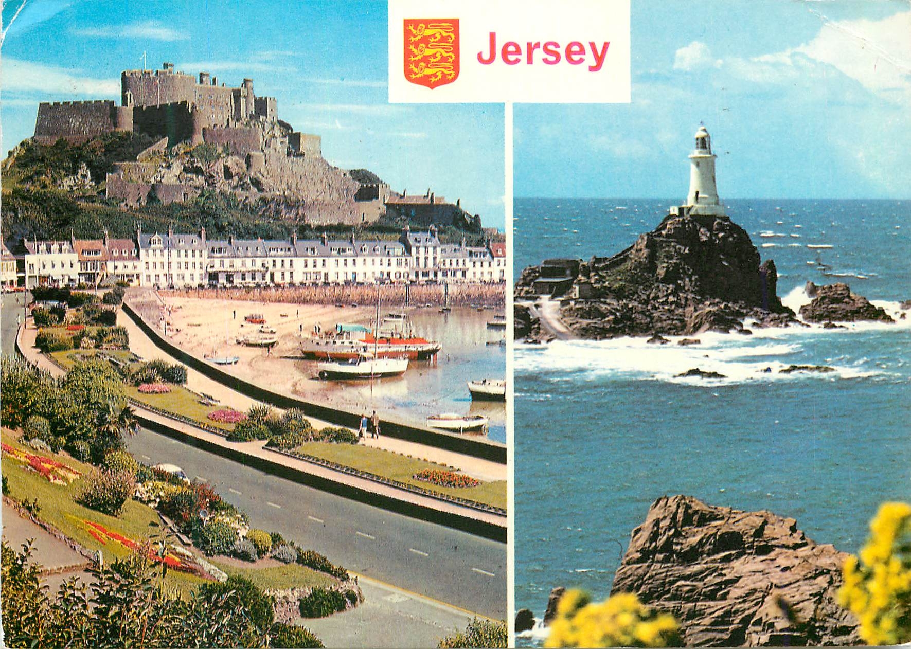 CPM Mont Orgueil Castle and la Corbiere Jersey CI