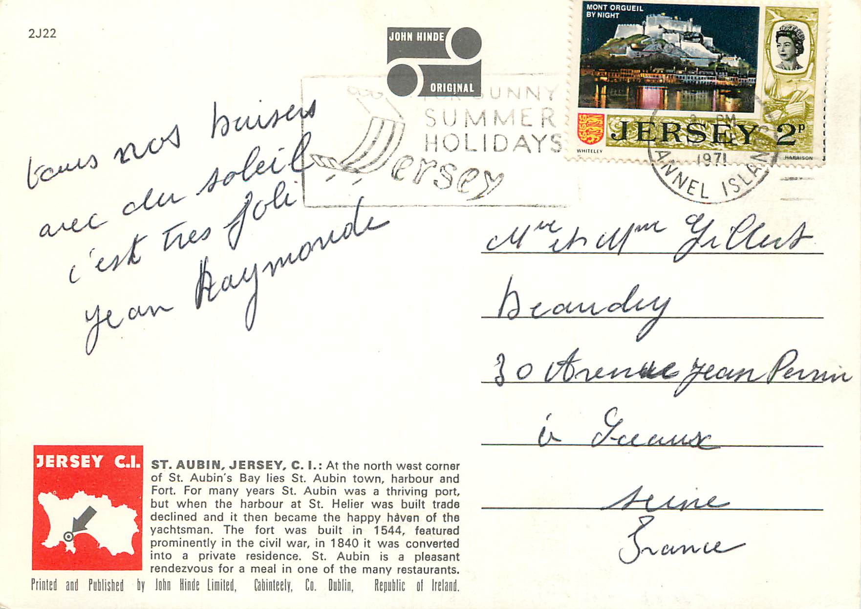 CPM St Aubin's Bay and Harbour Jersey CI — Rückseite