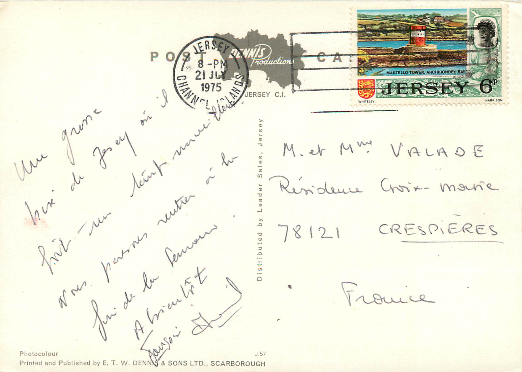 CPM Souvenir of Jersey Mont Orgueil Castle St Brelades Gardens Havre des Pas Beauport Bay — Rückseite