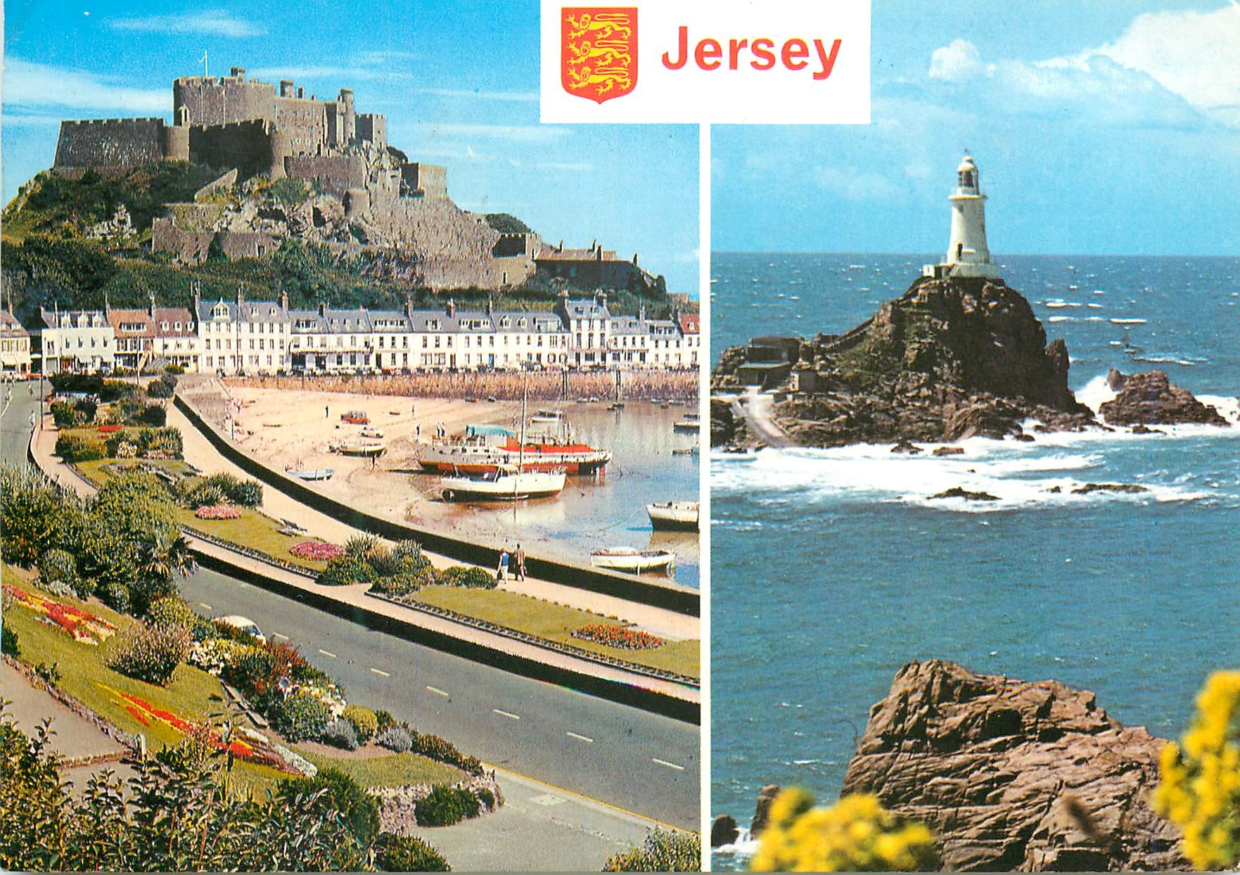 CPM Mont Orgueil Castle and la Corbiere Jersey CI