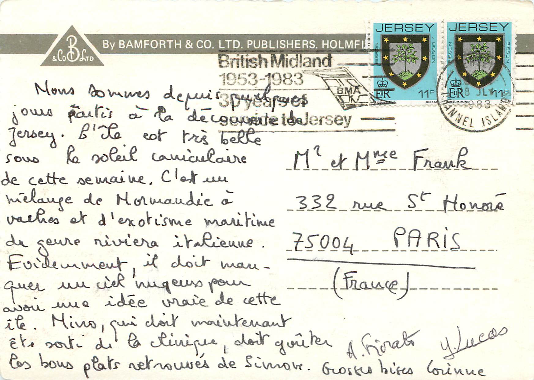 CPM St Brelade's Bay and Ouaisne Bay Jersey Channel Islands — Verso
