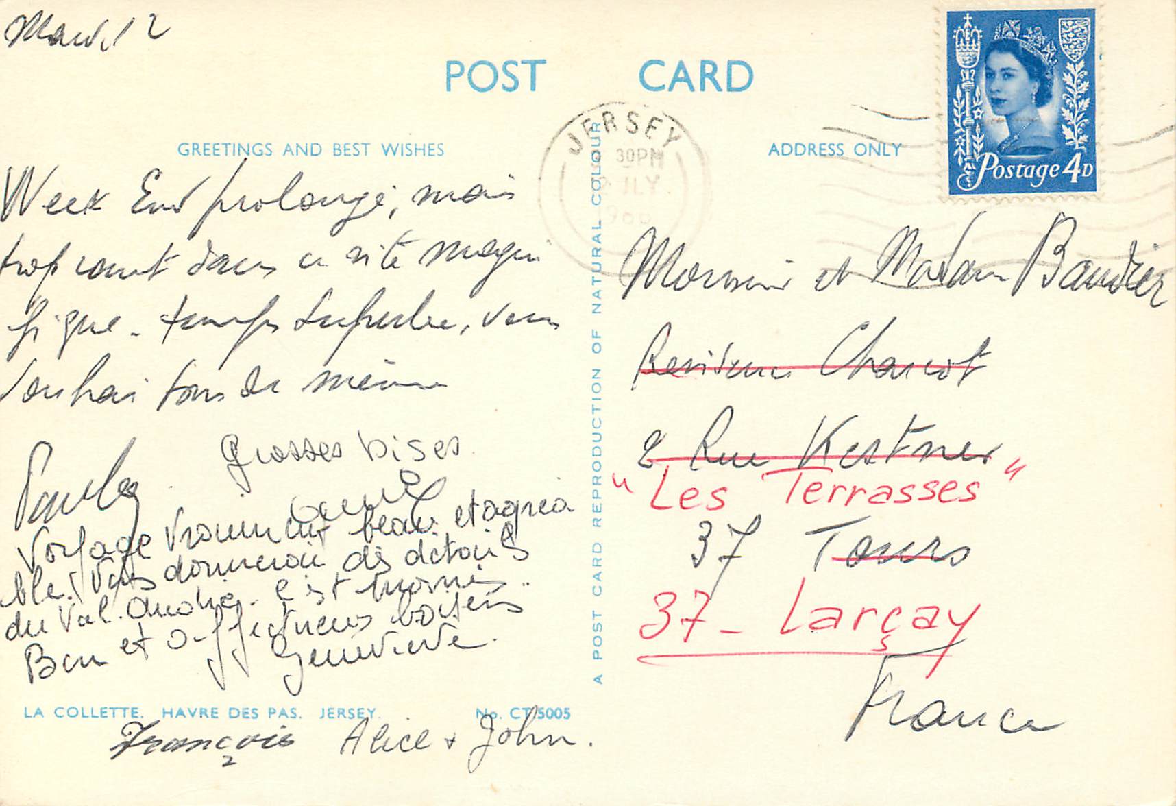 CPM La Collette Havre des Pas Jersey — Rückseite