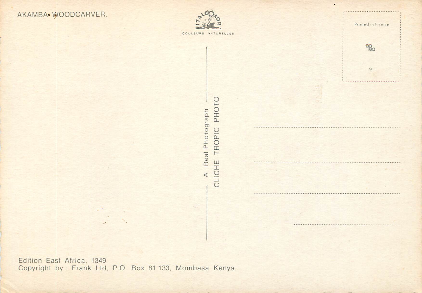 CPM Akamba Woodcarver Mombasa — Rückseite