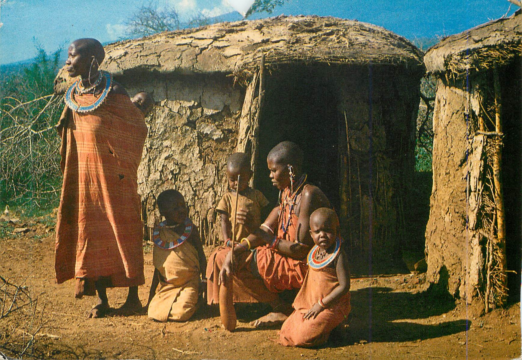 CPM Masai women and Children by Picturesque Manyattas