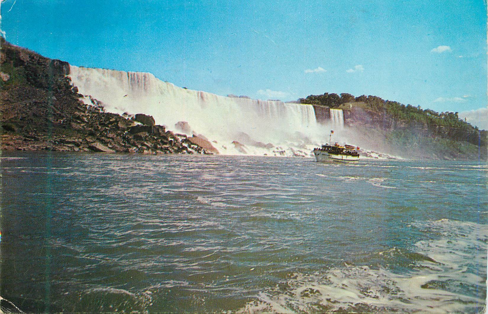 CPM Niagara Falls A Gorge View of the Maid of the must passing the American Falls