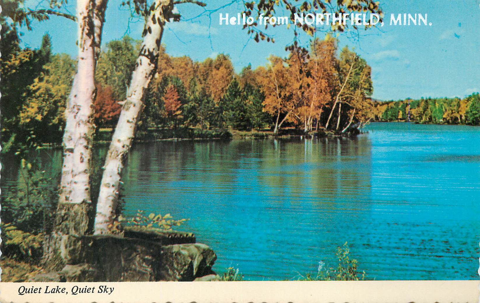 CPM Hello from Northfield Minn Quiet Lake Quiet Sky