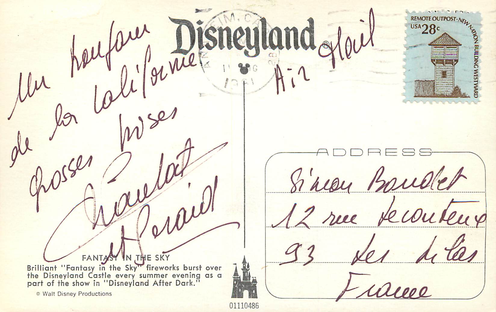 CPM Disneyland Fantasy in the Sky Mickey — Rückseite