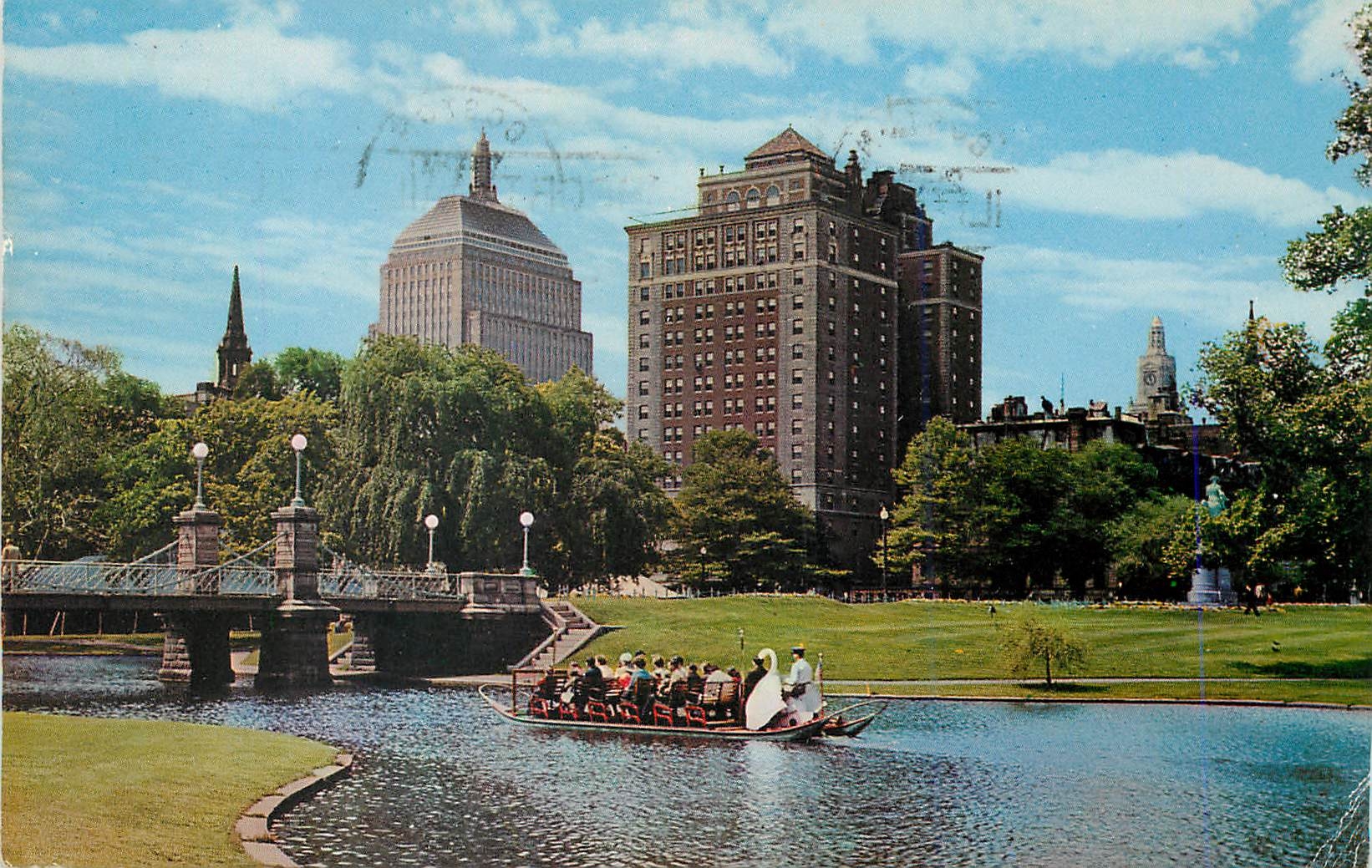 CPM Swan Boat on Beautiful Public Gardens Boston Massachusetts