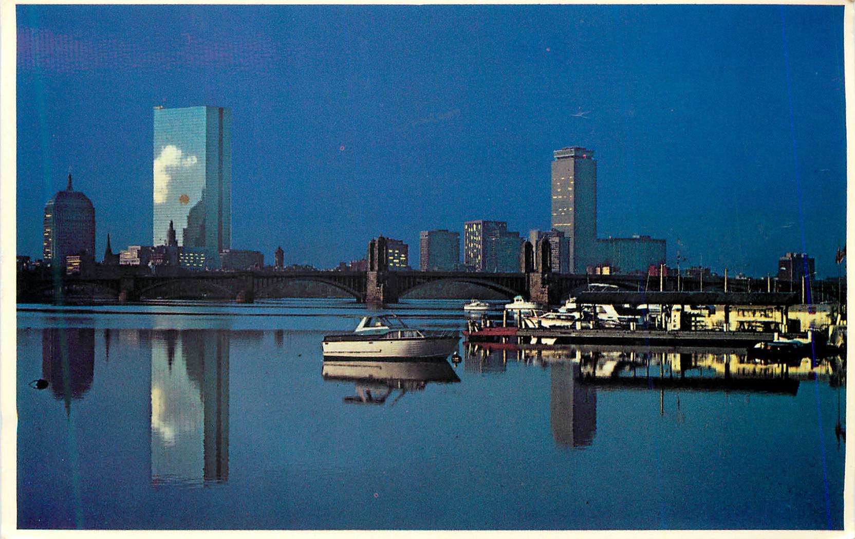 CPM New Boston Skyline at Sunrise Showing Longfellow Bridge John Hancock