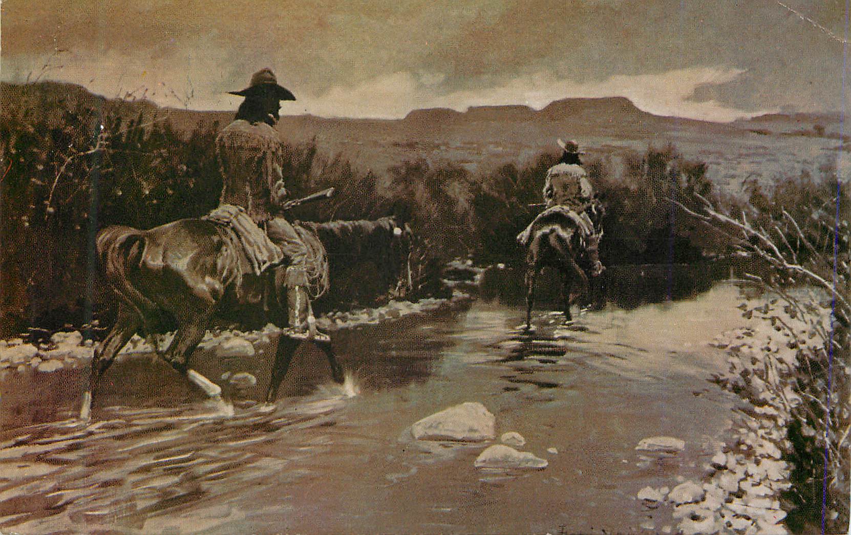 CPM Hiding the Trail By Frederic Remington One of the Paintings of the Old West