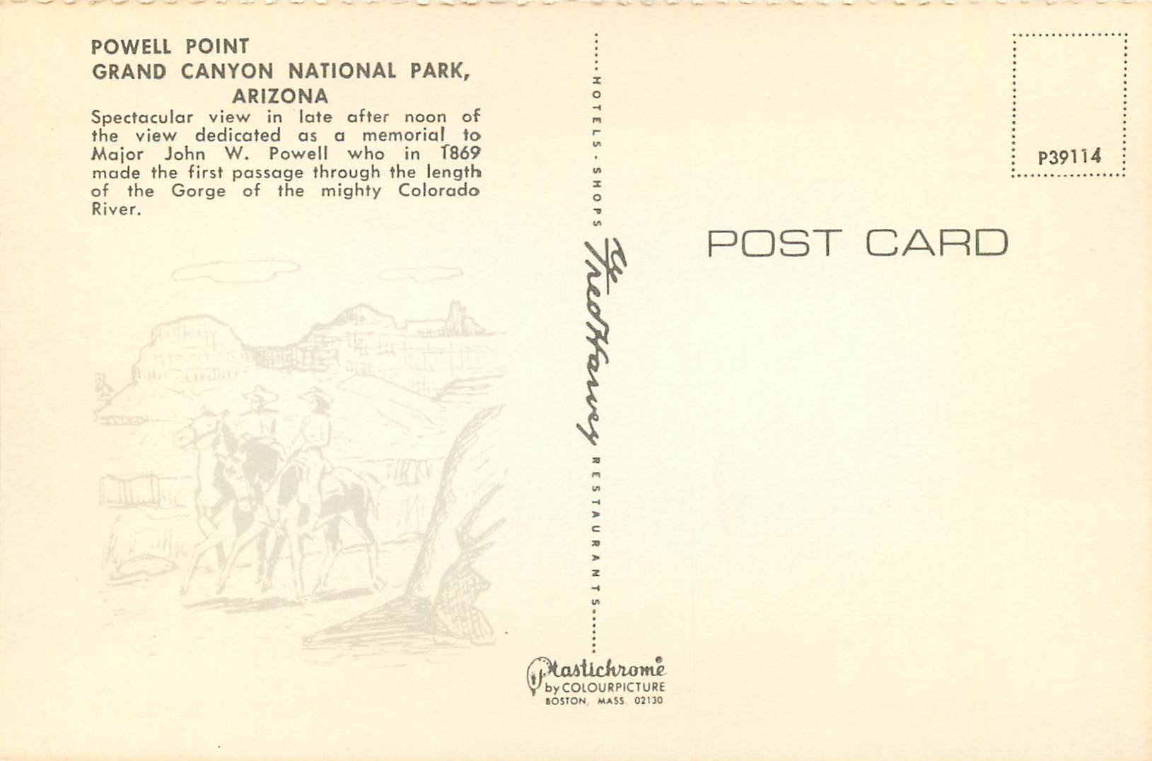 CPM Grand Canyon National Park Arizona Powell Point — Rückseite